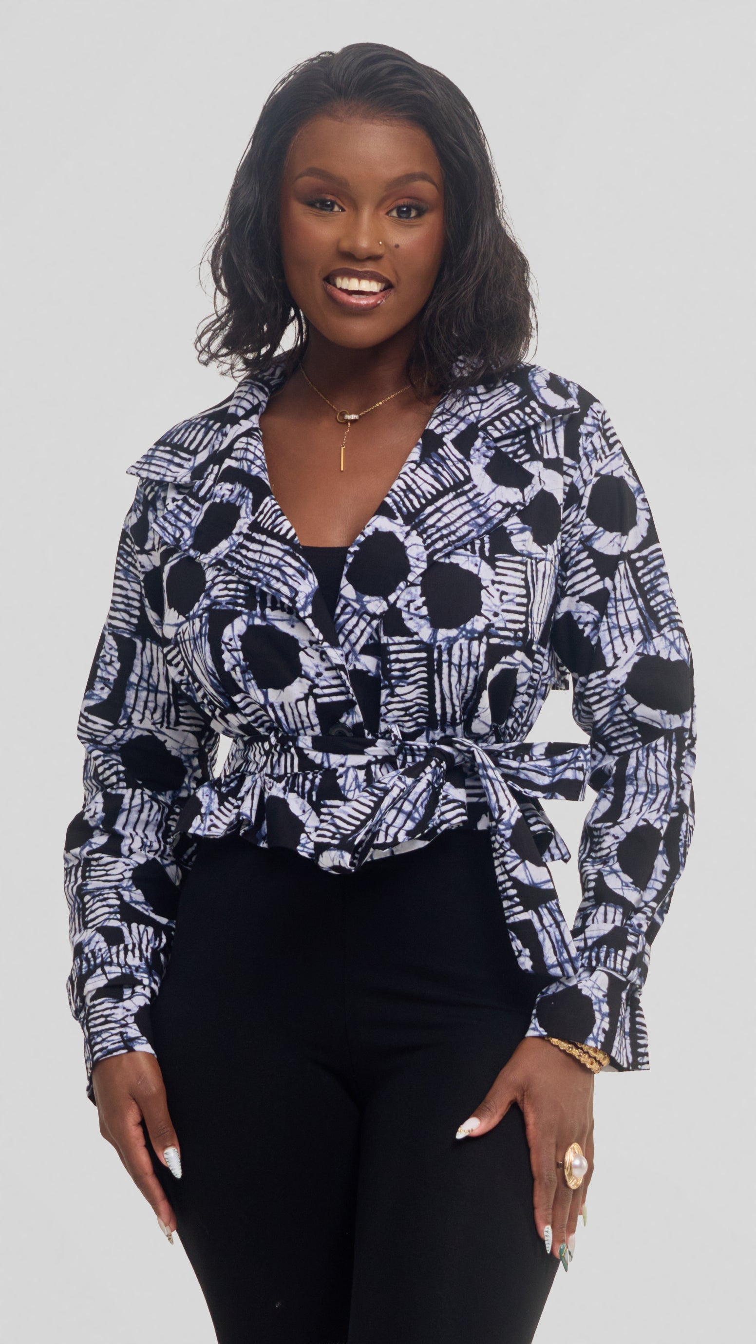 Safari by Vivo Short Trench Coat in Kitenge - Vuna Print