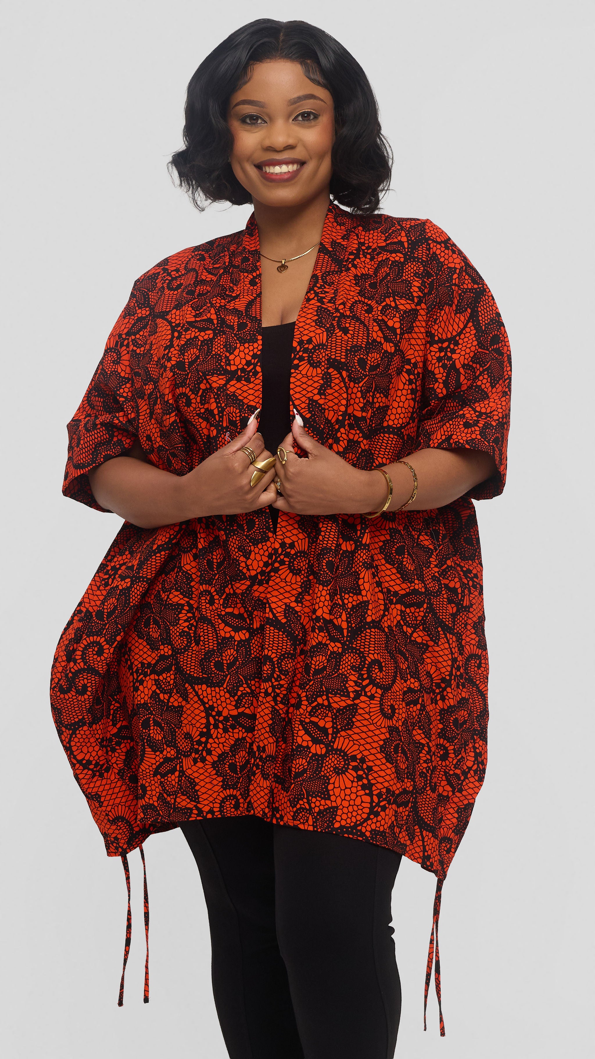 Safari by Vivo Zehra Short Kimono in Kitenge - Paa Print