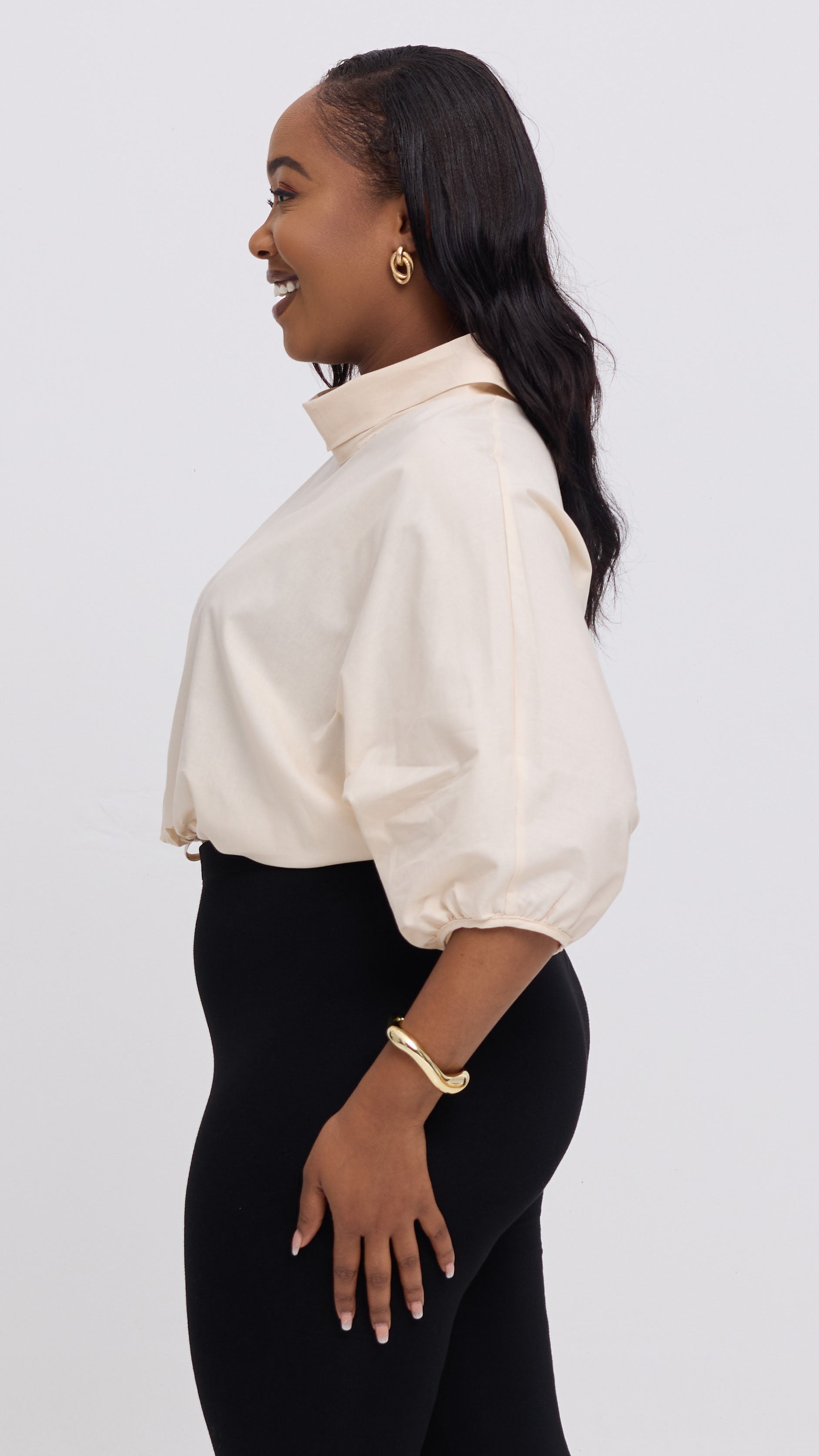 Safari by Vivo Njano Drawstring Top in Cotton - Off White