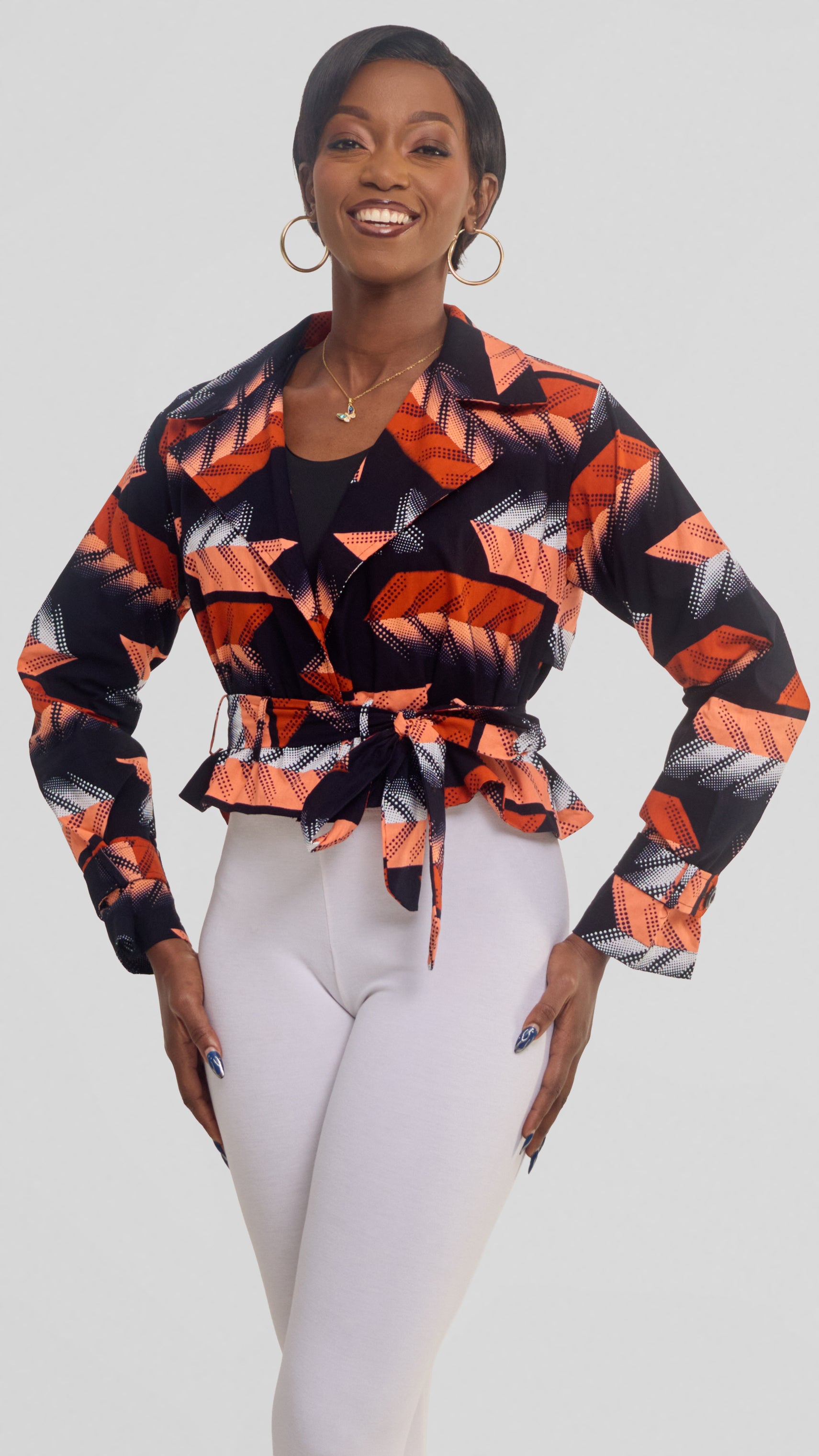Safari by Vivo Short Trench Coat in Kitenge - Baraka Print