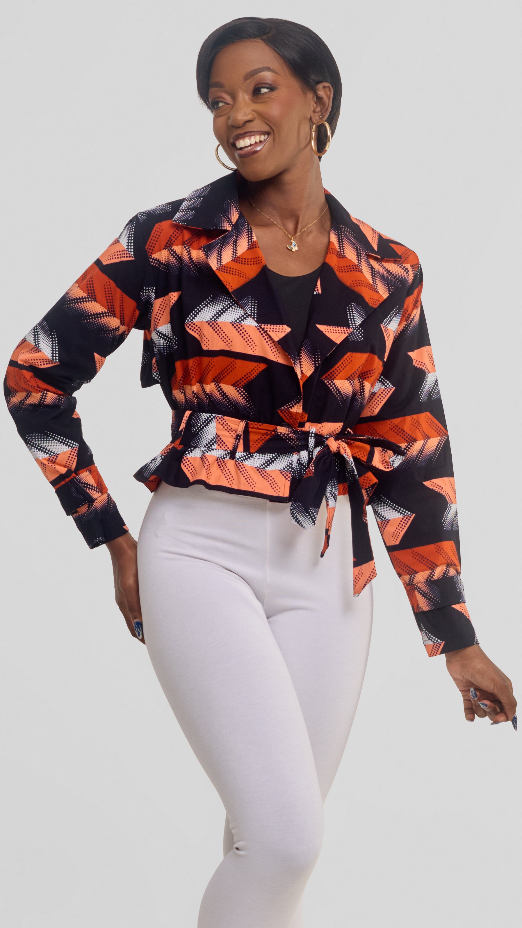 Safari by Vivo Short Trench Coat in Kitenge - Baraka Print