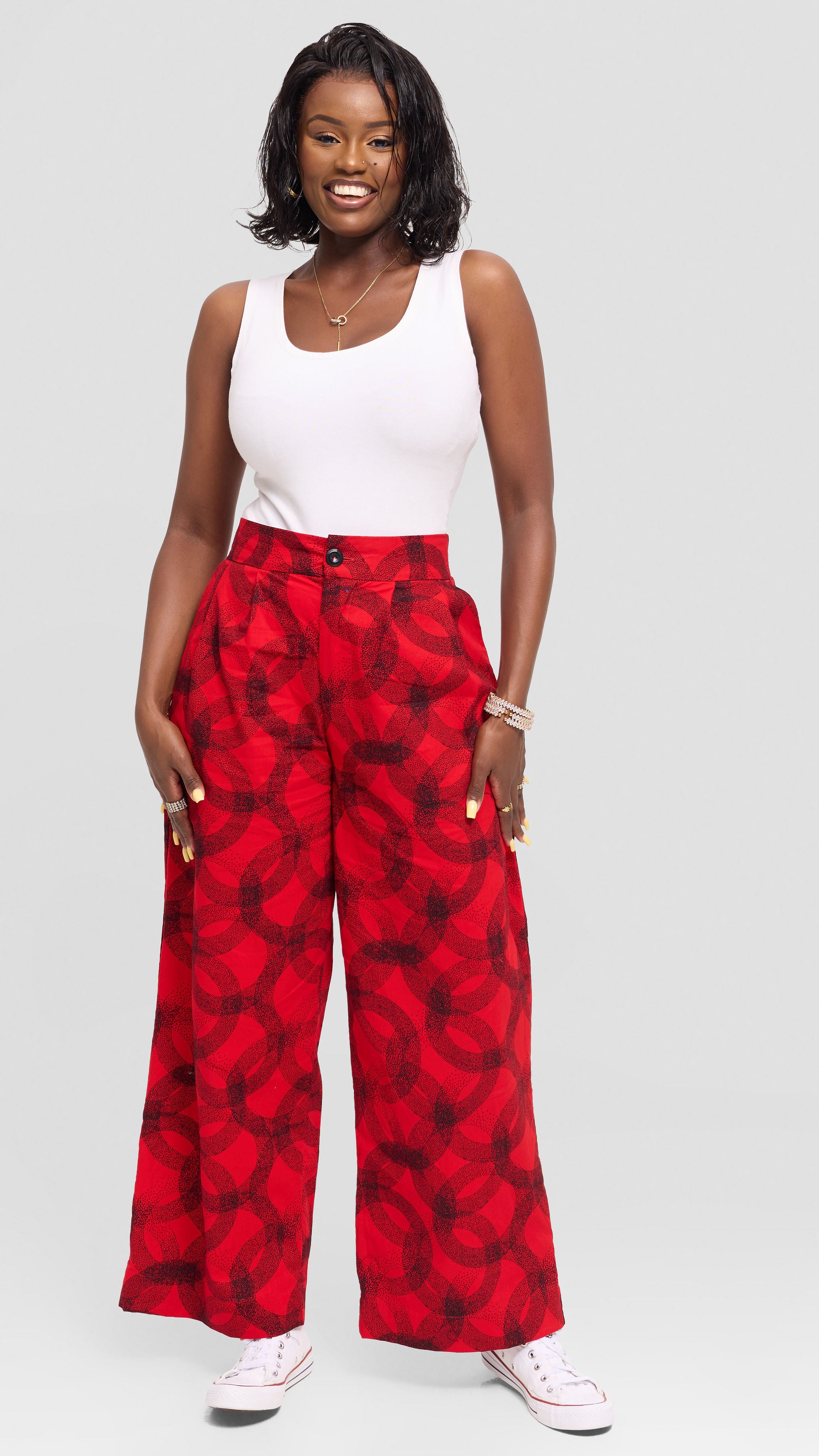 Vivo Pleated Wide Leg Pants in Kitenge - Raza Print