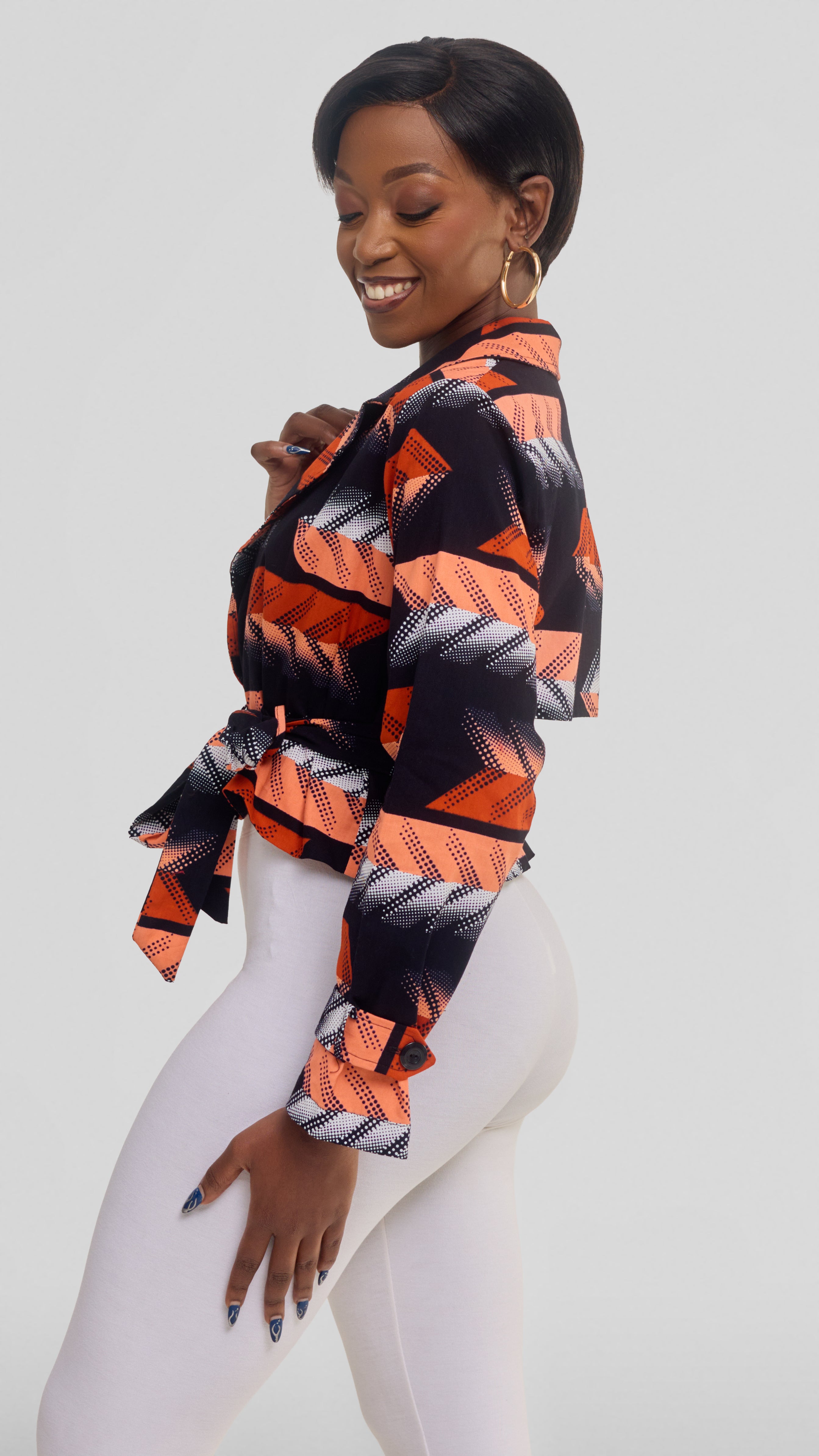 Safari by Vivo Short Trench Coat in Kitenge - Baraka Print