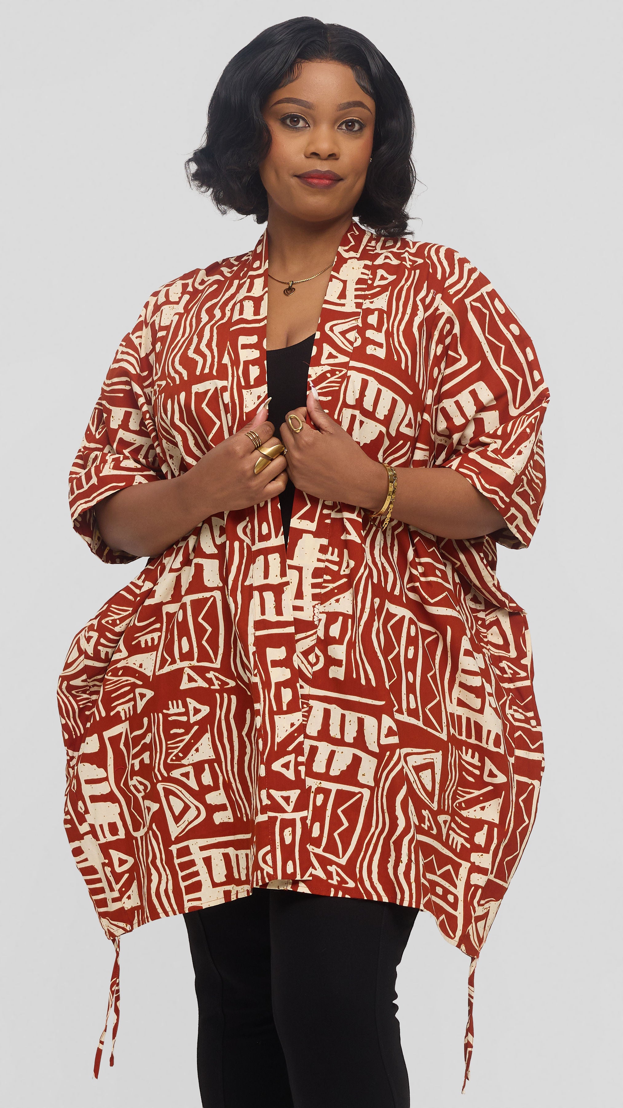Safari by Vivo Zehra Short Kimono in Kitenge - Jamu Print
