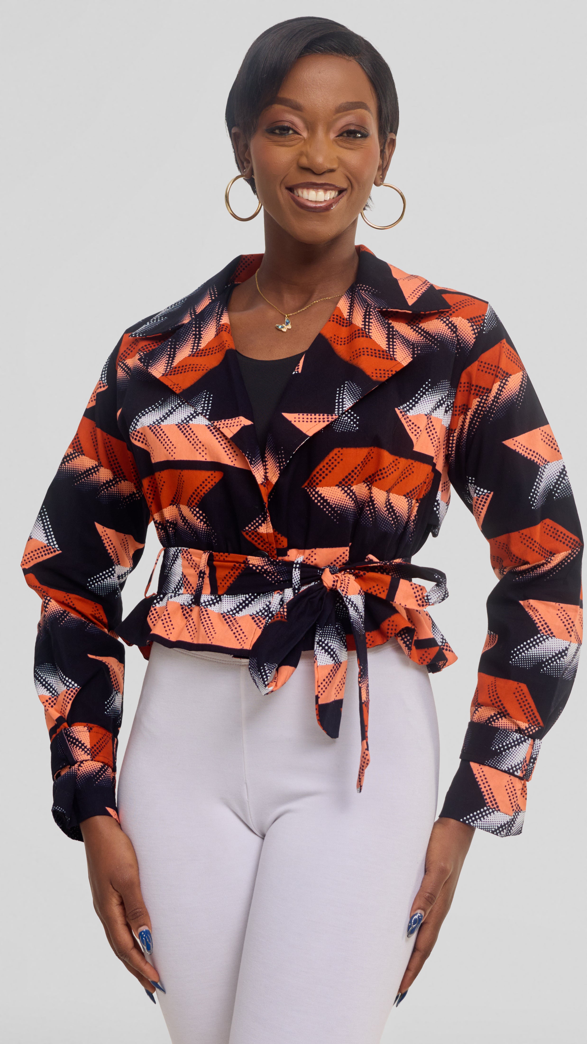 Safari by Vivo Short Trench Coat in Kitenge - Baraka Print
