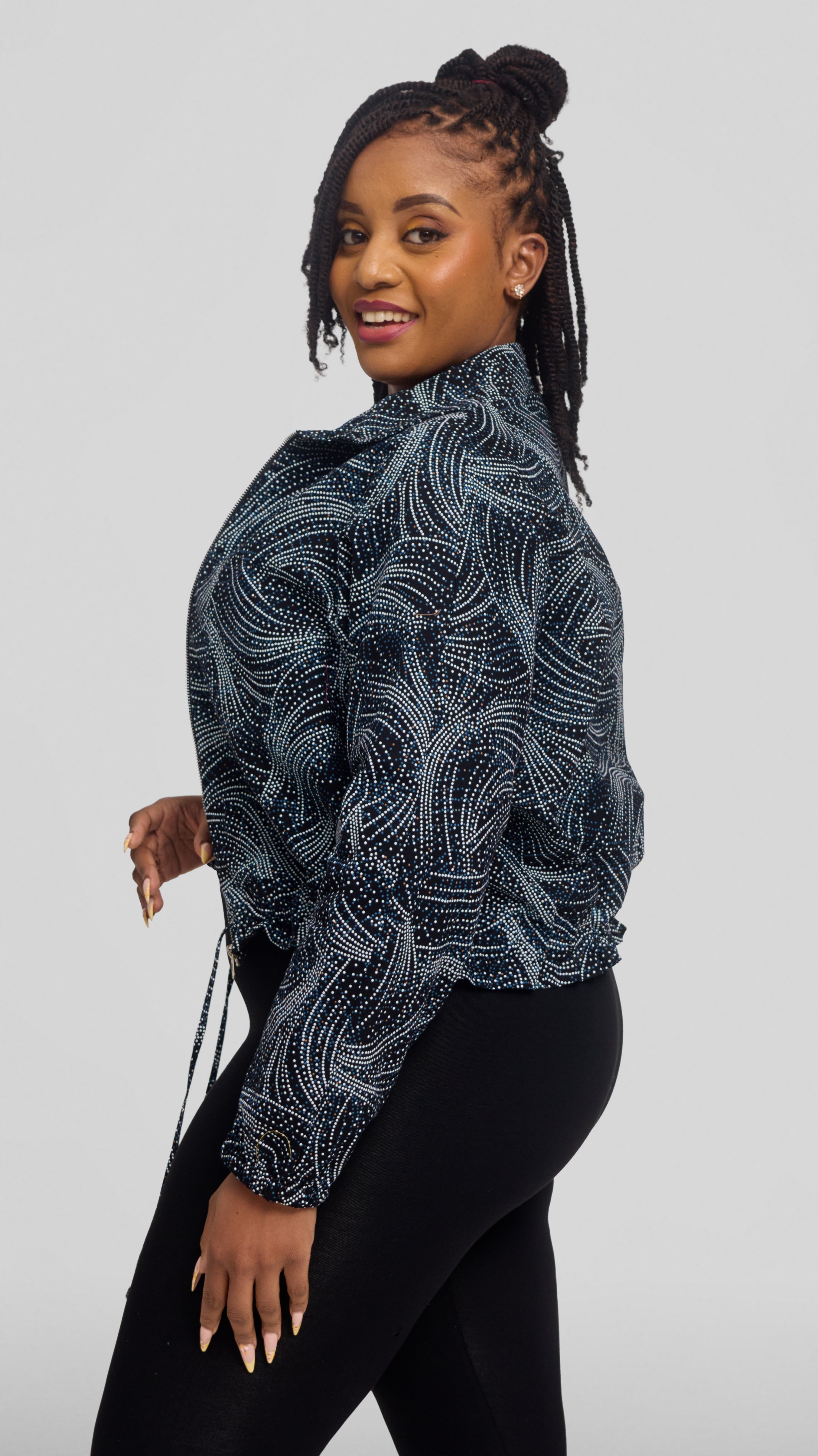 Safari by Vivo Zipped Jacket in Kitenge - Ombi Print
