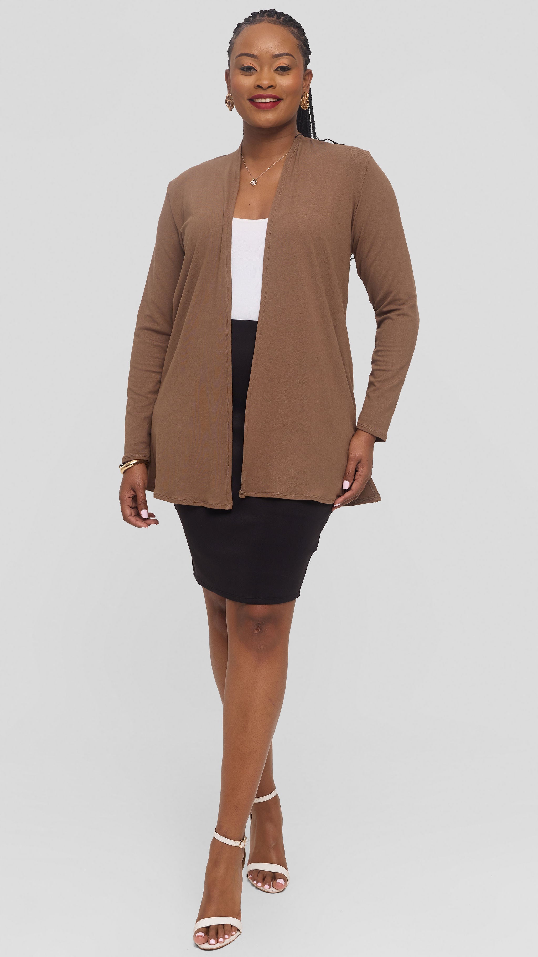 Vivo Basic Leila Short Waterfall in Jersey -  Dark Taupe