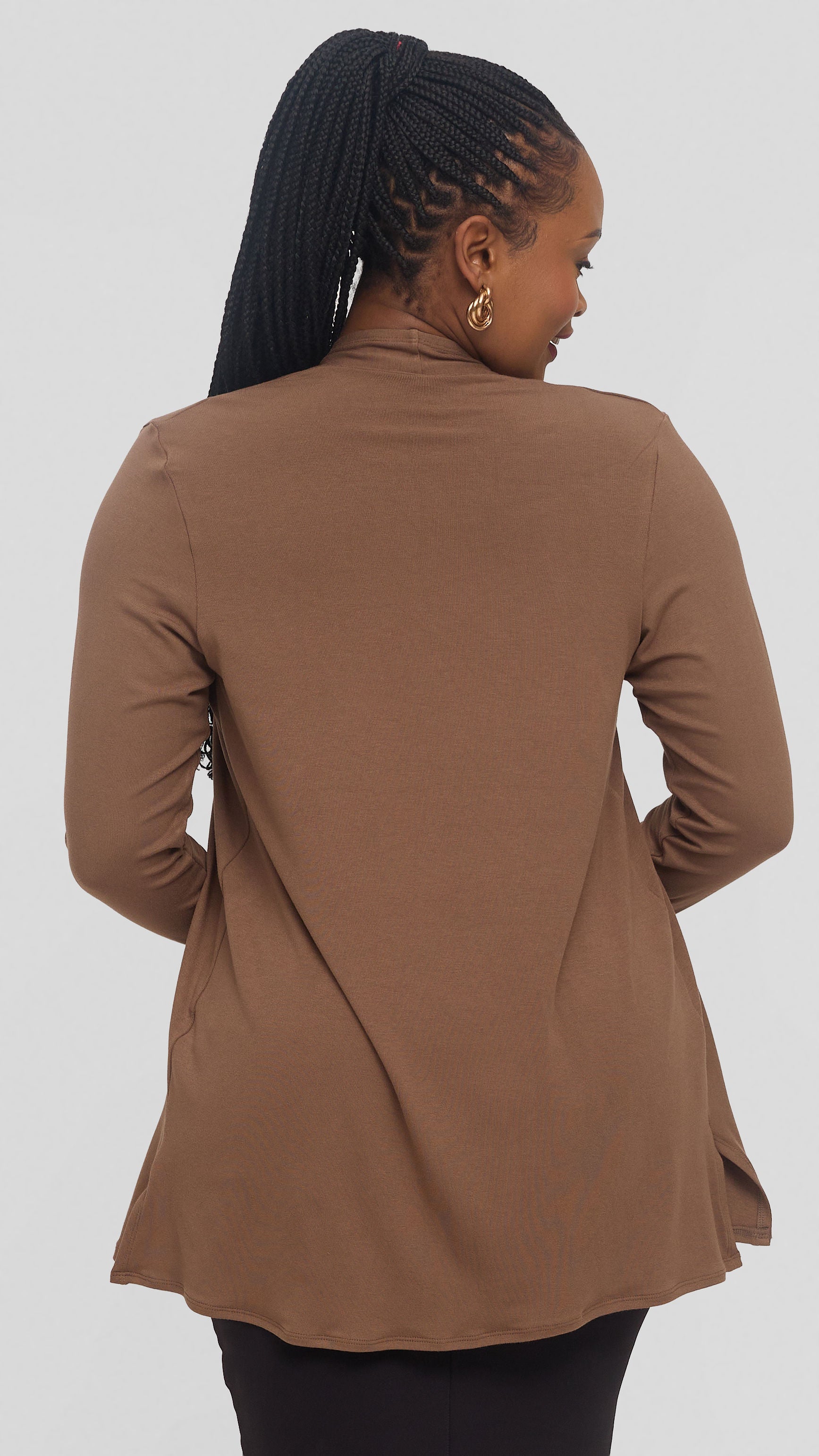 Vivo Basic Leila Short Waterfall in Jersey -  Dark Taupe