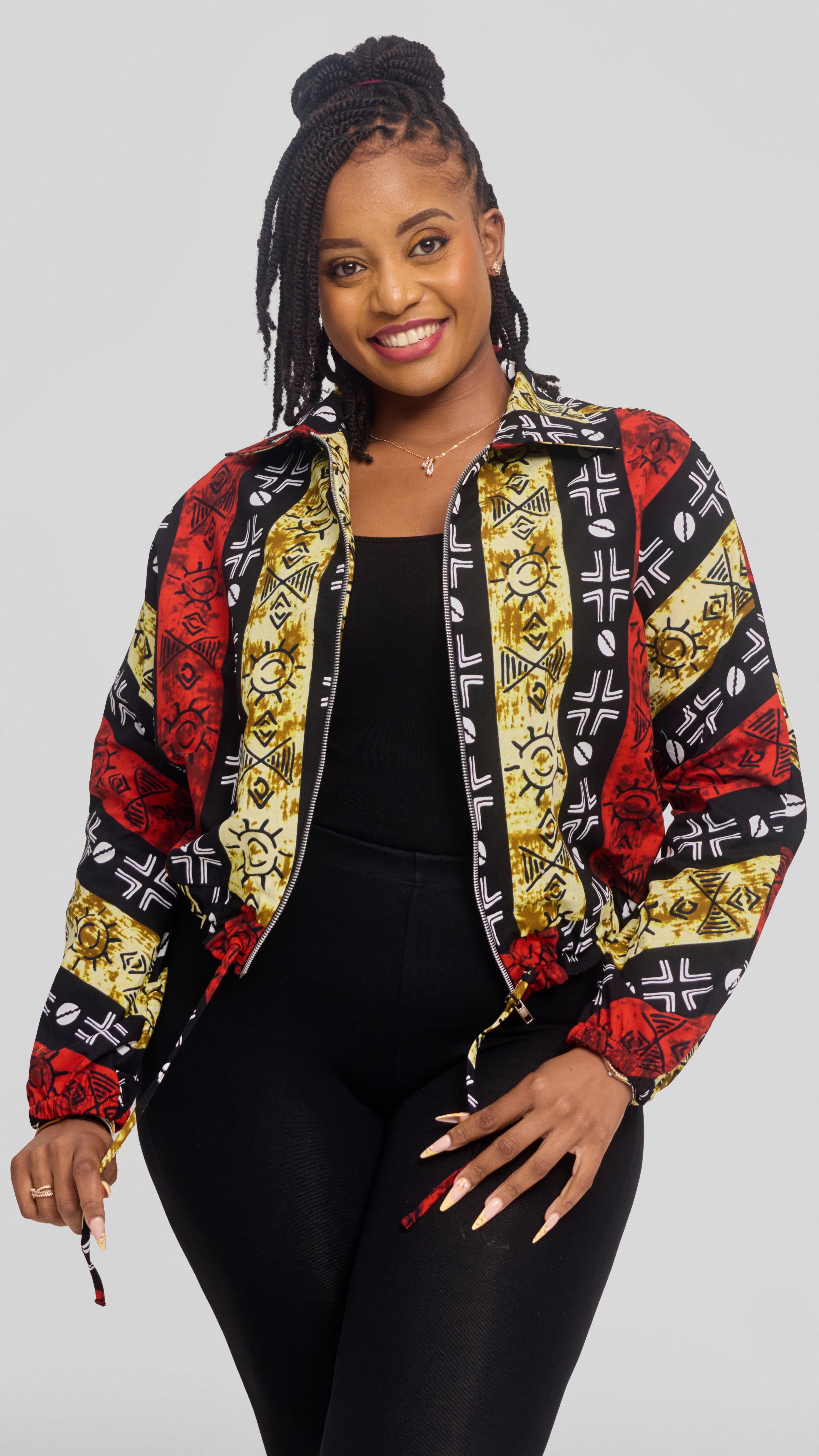 Safari by Vivo Zipped Jacket in Kitenge - Keya Print