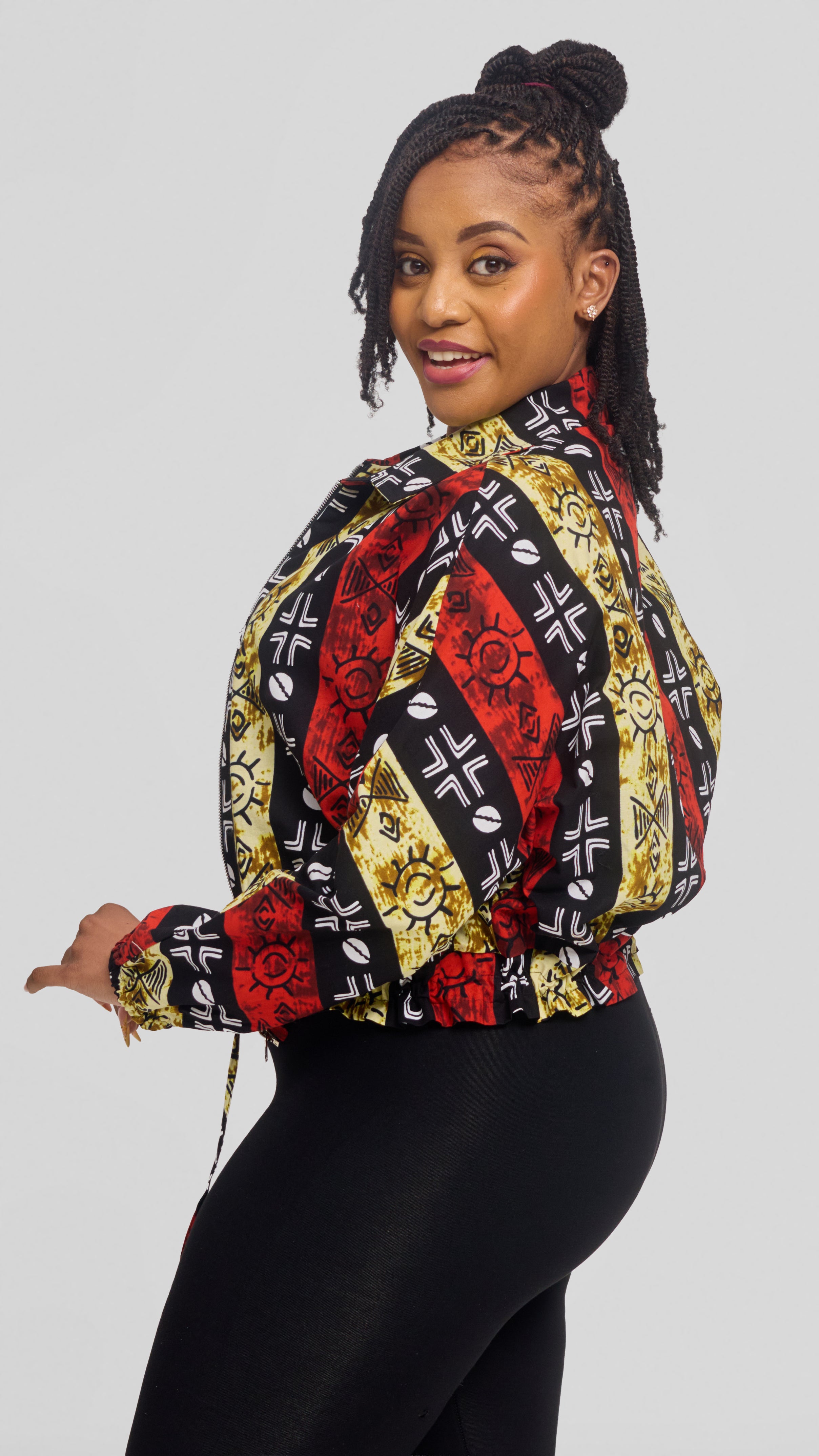 Safari by Vivo Zipped Jacket in Kitenge - Keya Print