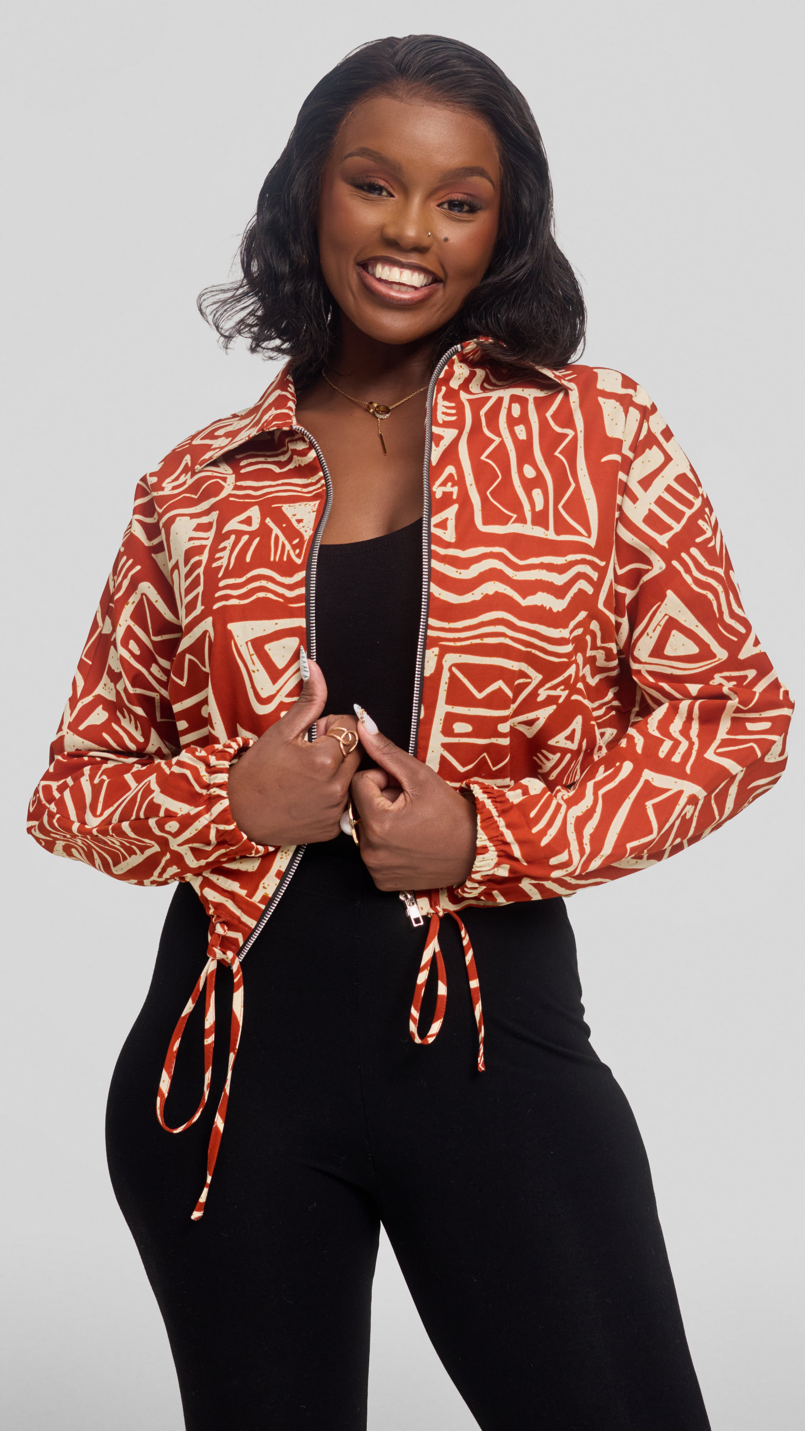 Safari by Vivo Zipped Jacket in Kitenge - Jamu Print