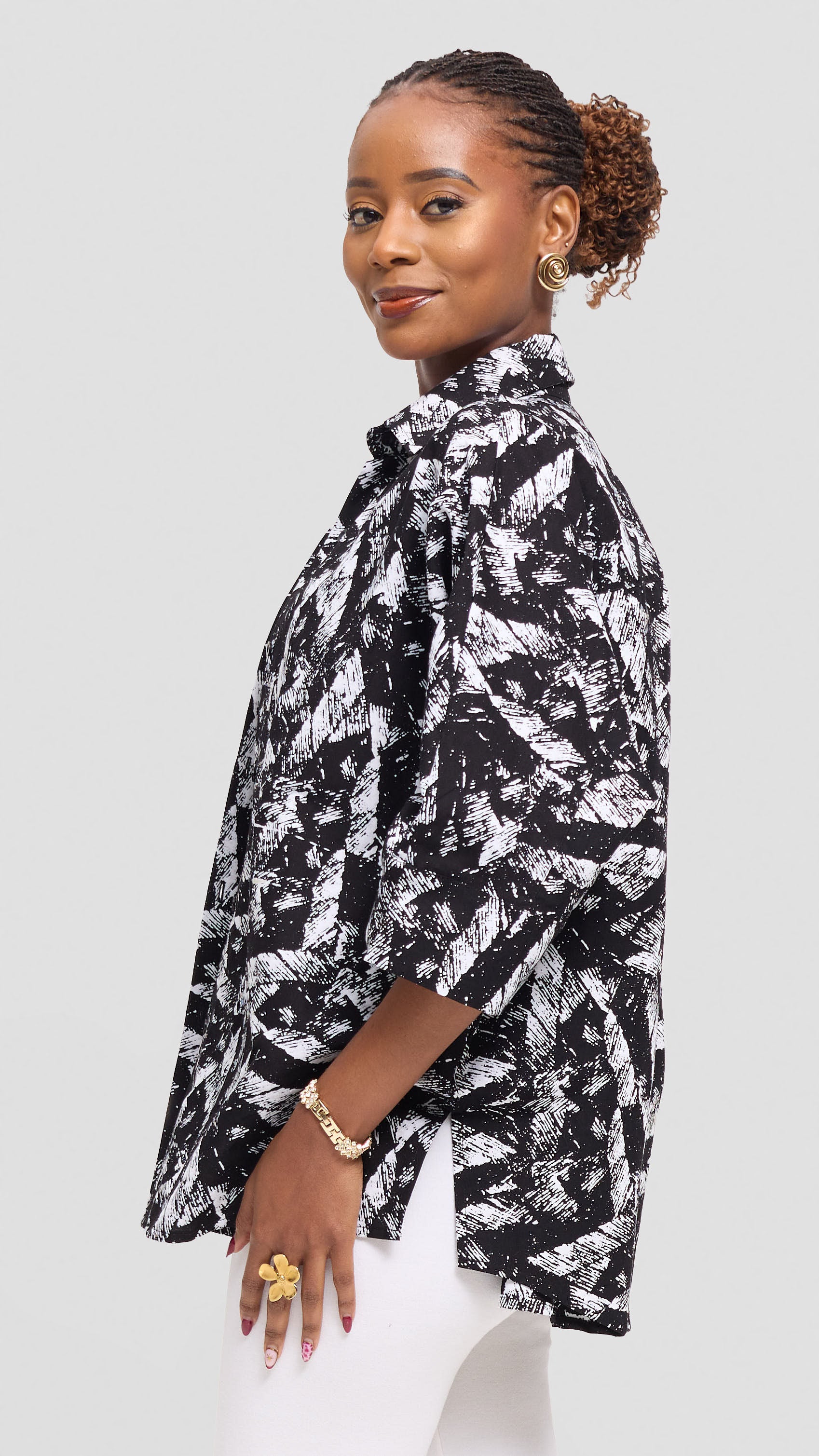 Vivo Back Pleat Loose Top in Kitenge - Sizwe Print