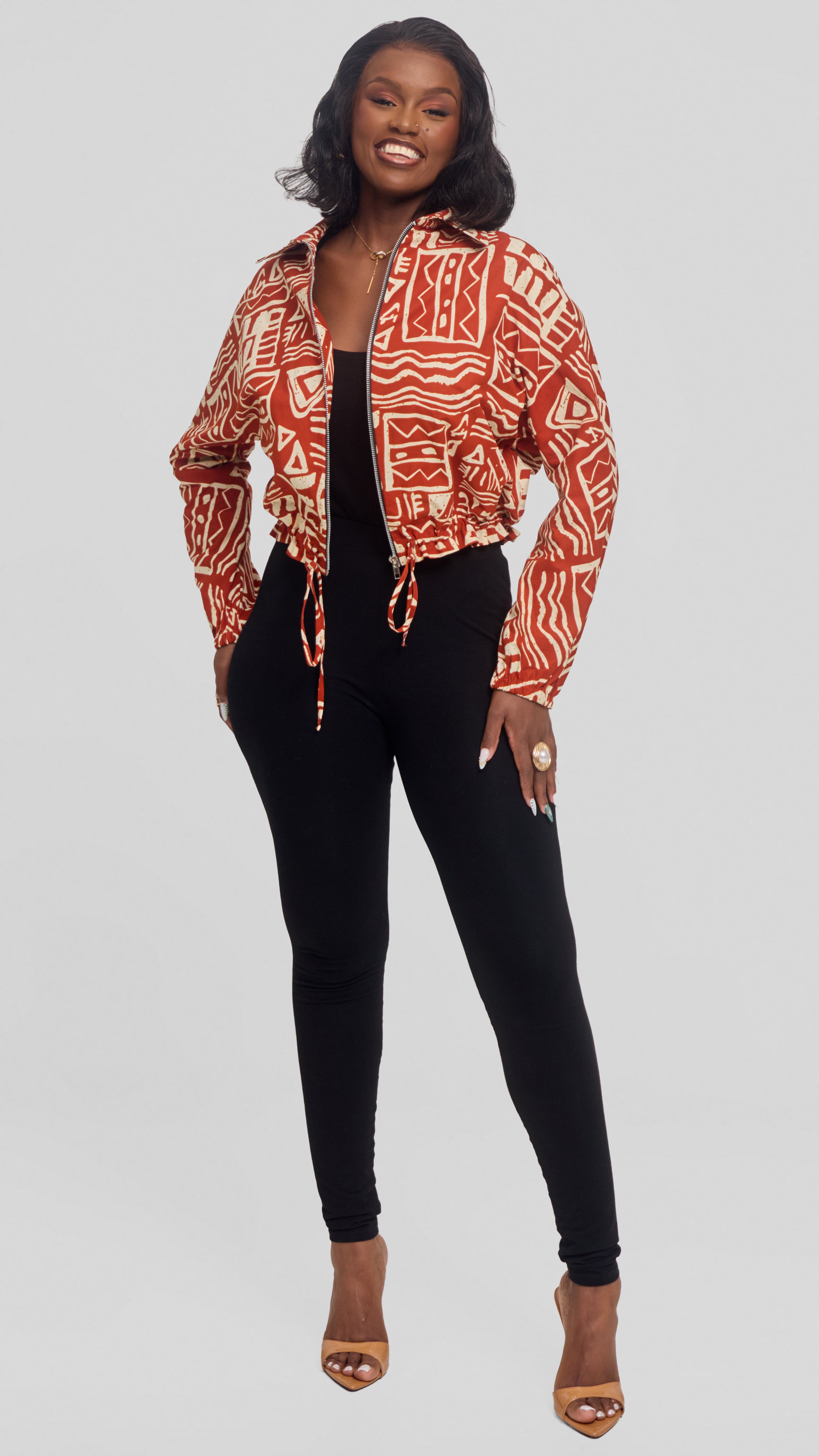 Safari by Vivo Zipped Jacket in Kitenge - Jamu Print
