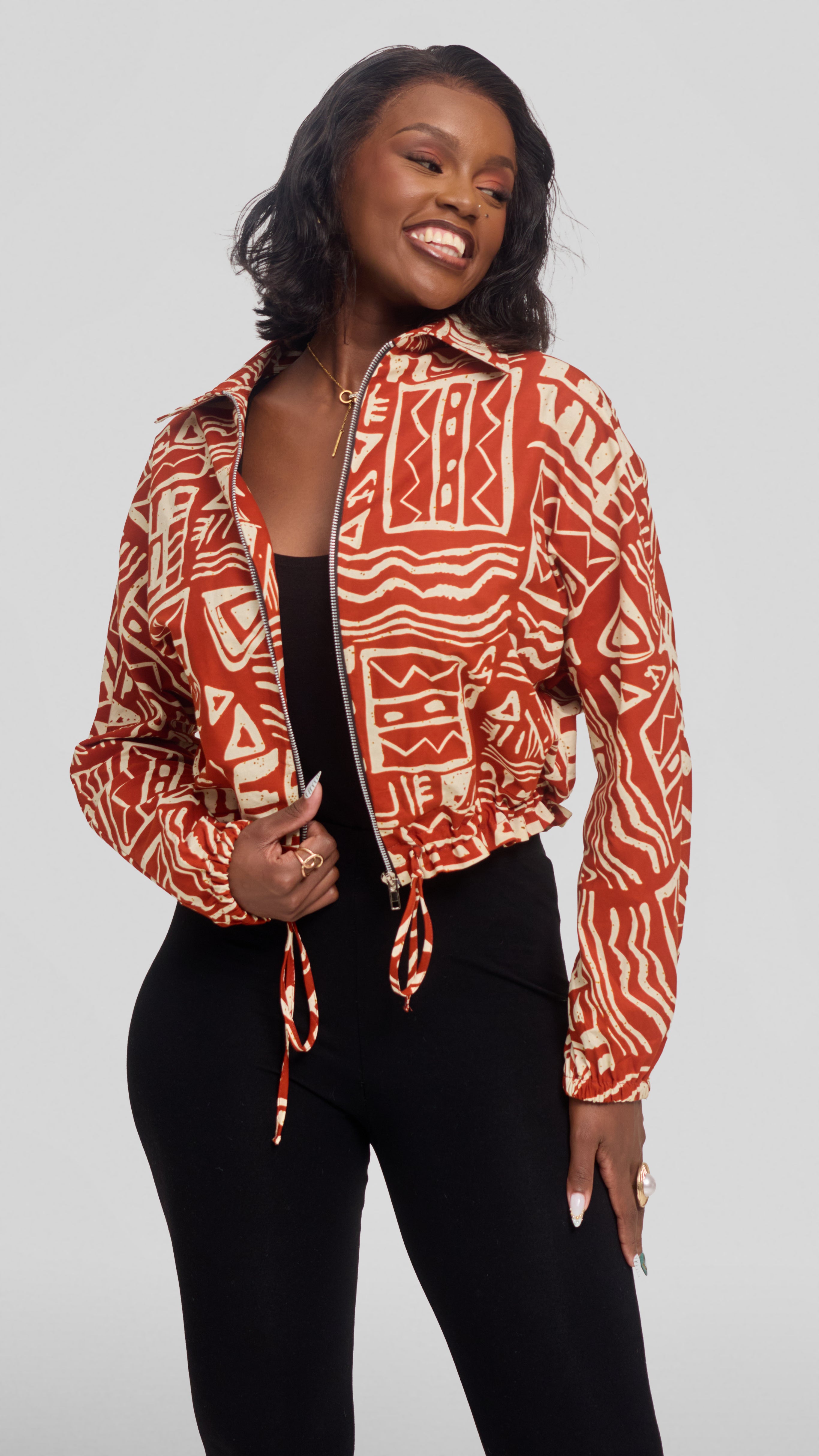 Safari by Vivo Zipped Jacket in Kitenge - Jamu Print