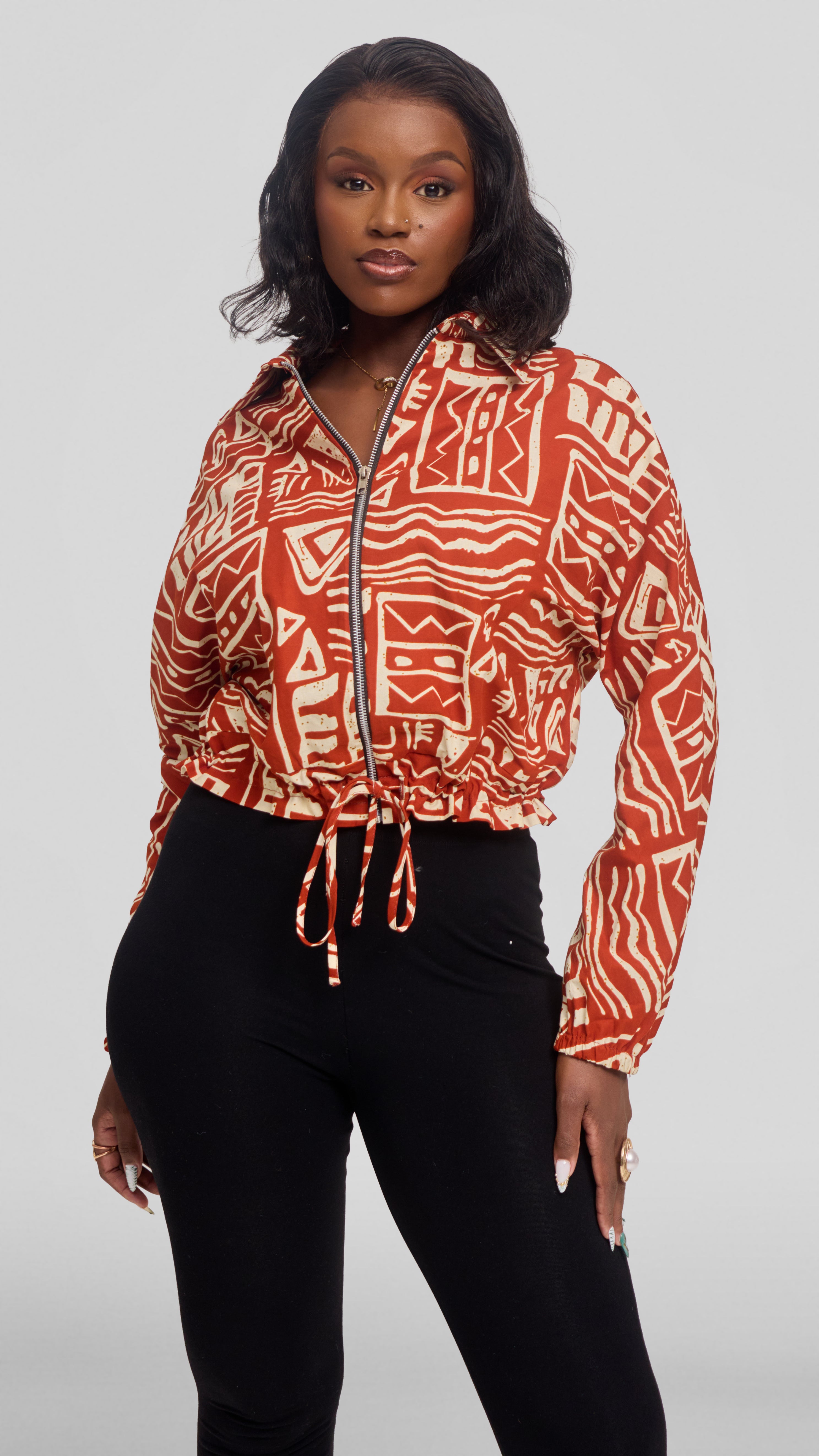 Safari by Vivo Zipped Jacket in Kitenge - Jamu Print