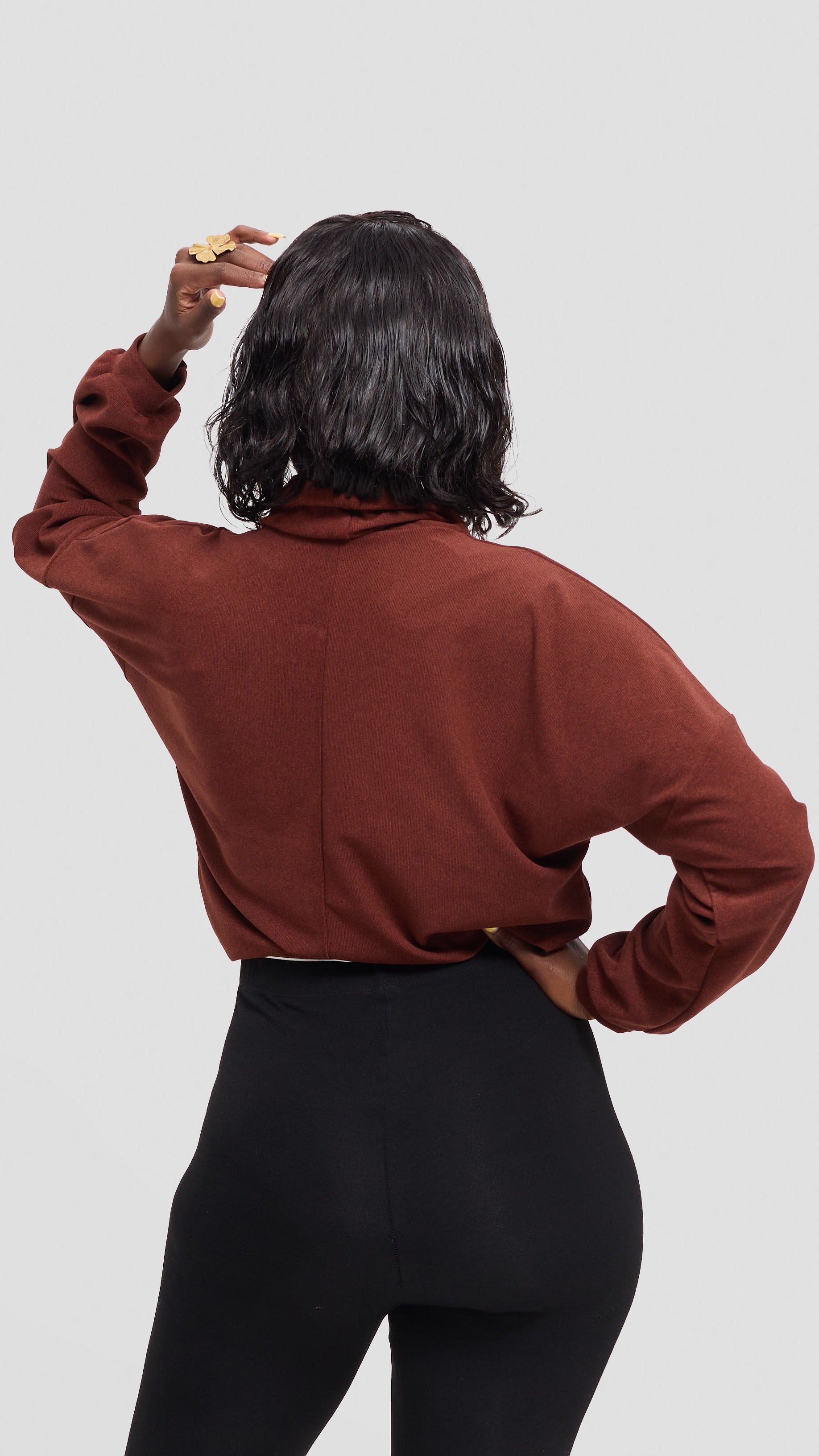 Vivo Selah Dolman Sweatshirt in Rib Sweater - Dark Rust