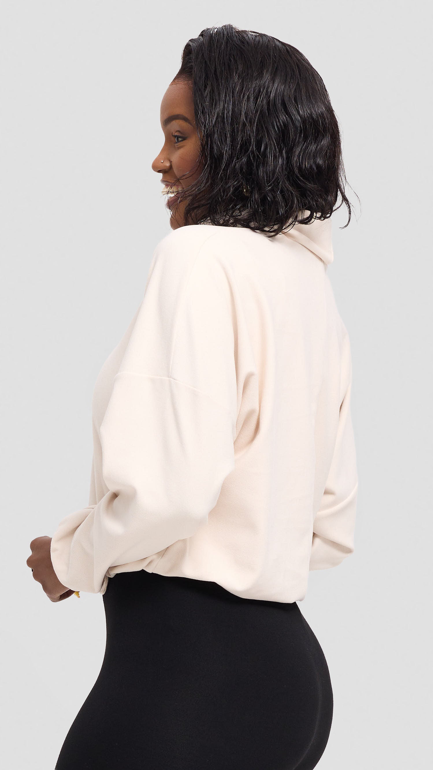 Vivo Selah Dolman Sweatshirt in Rib Sweater - Buttermilk