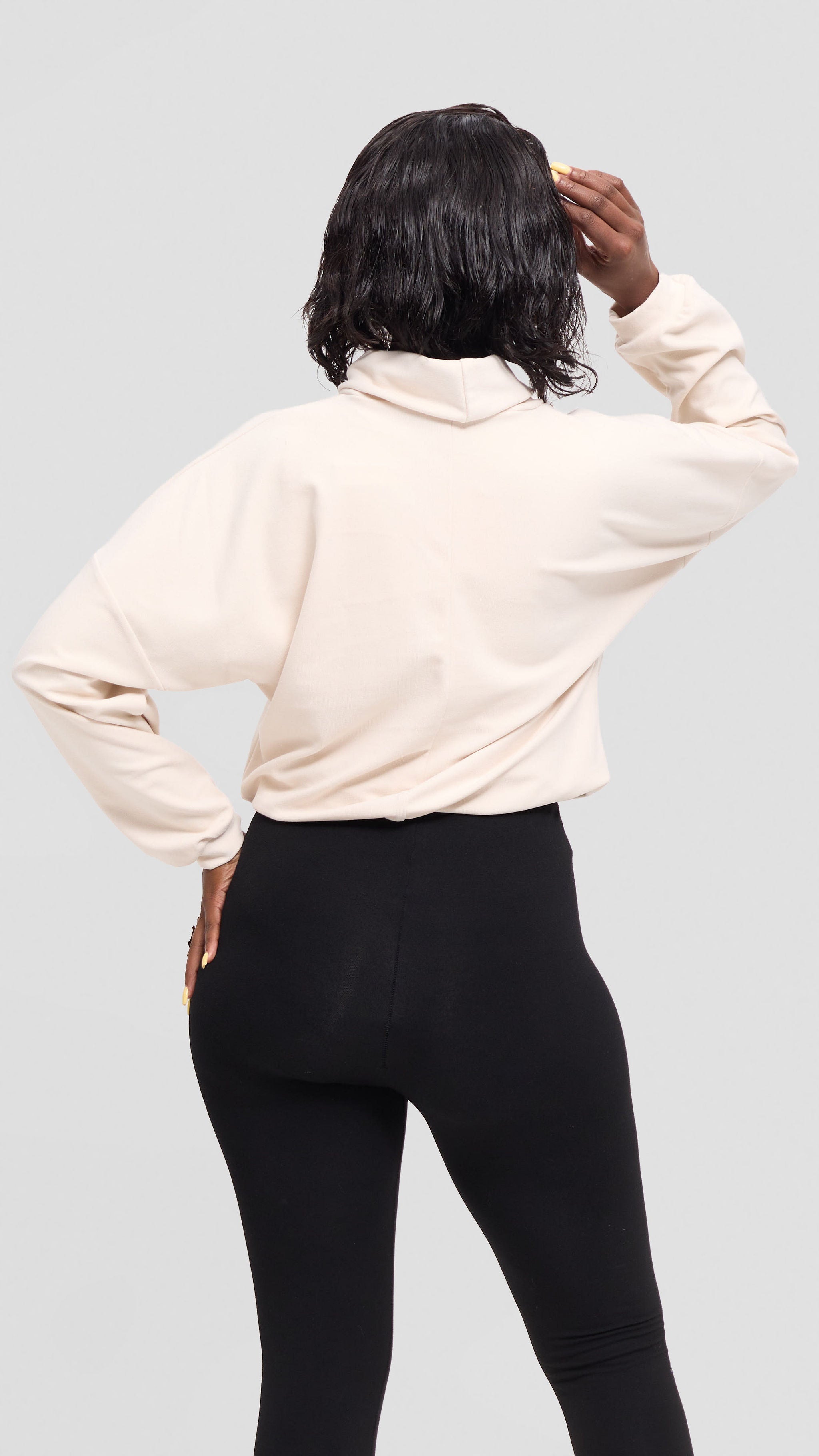Vivo Selah Dolman Sweatshirt in Rib Sweater - Buttermilk