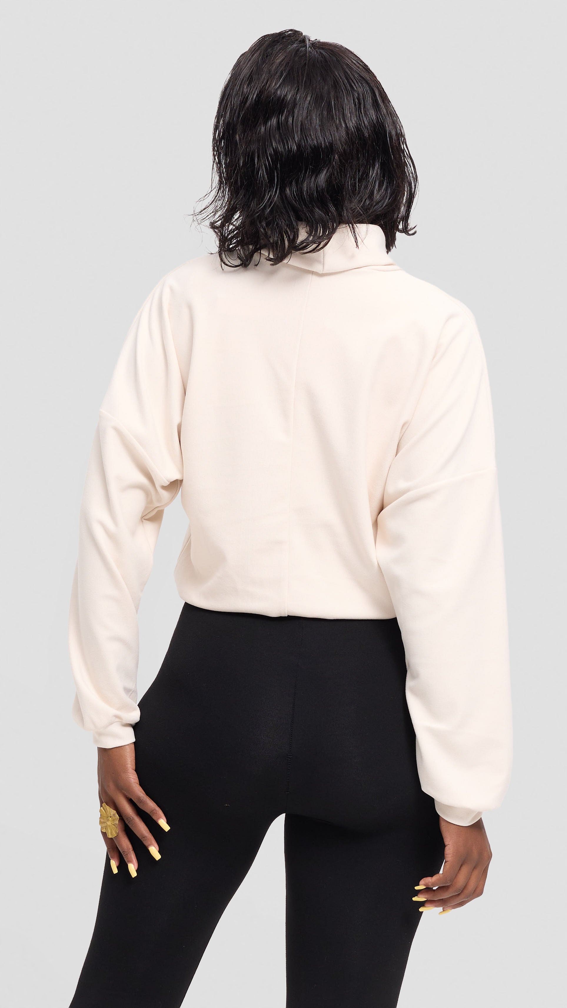 Vivo Selah Dolman Sweatshirt in Rib Sweater - Buttermilk