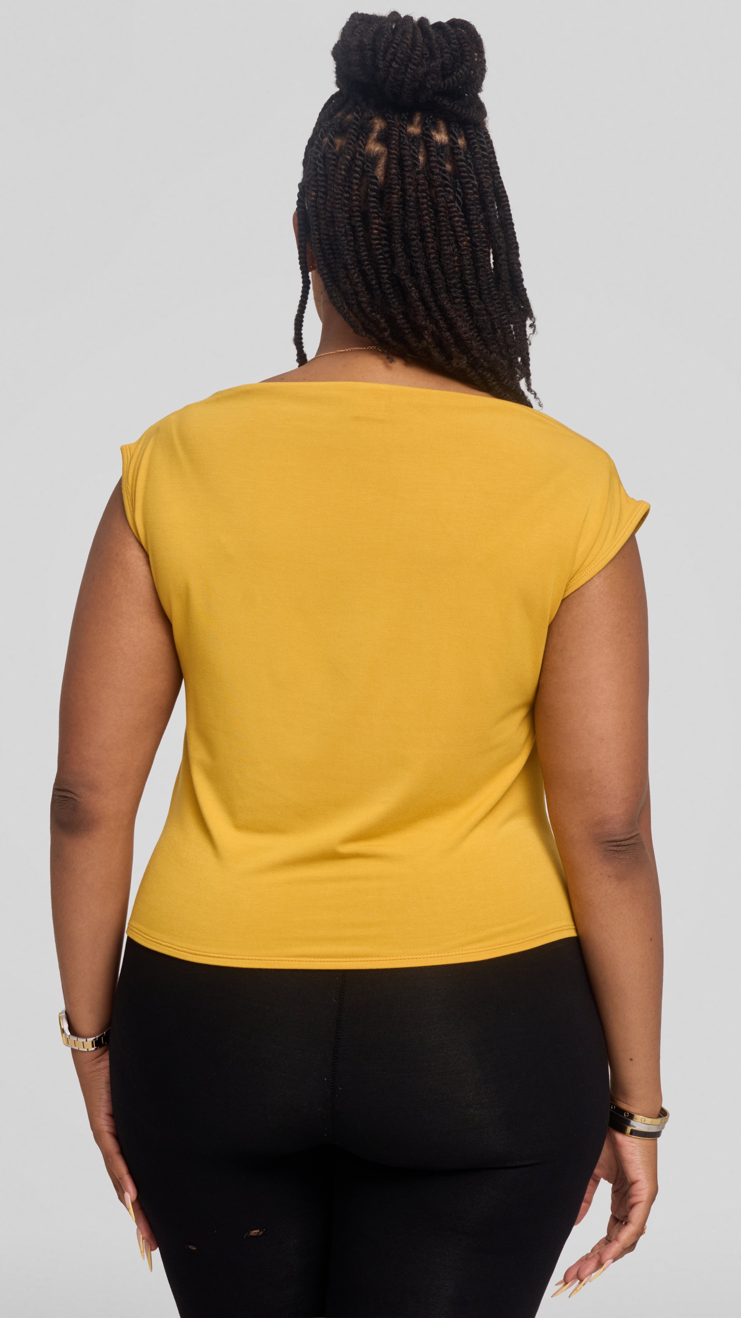 Vivo Side Pleat Top in Jersey - Mustard