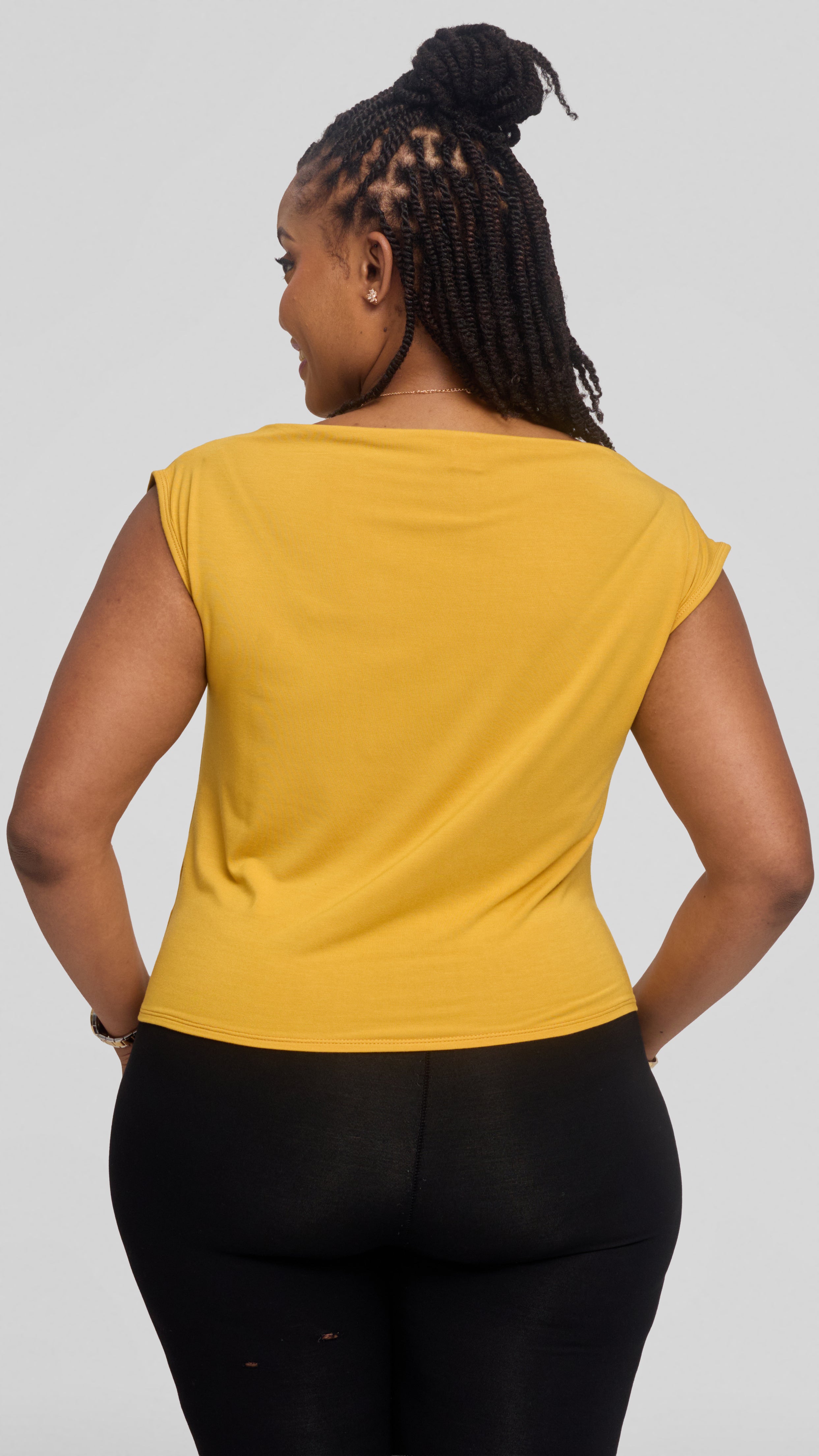 Vivo Side Pleat Top in Jersey - Mustard
