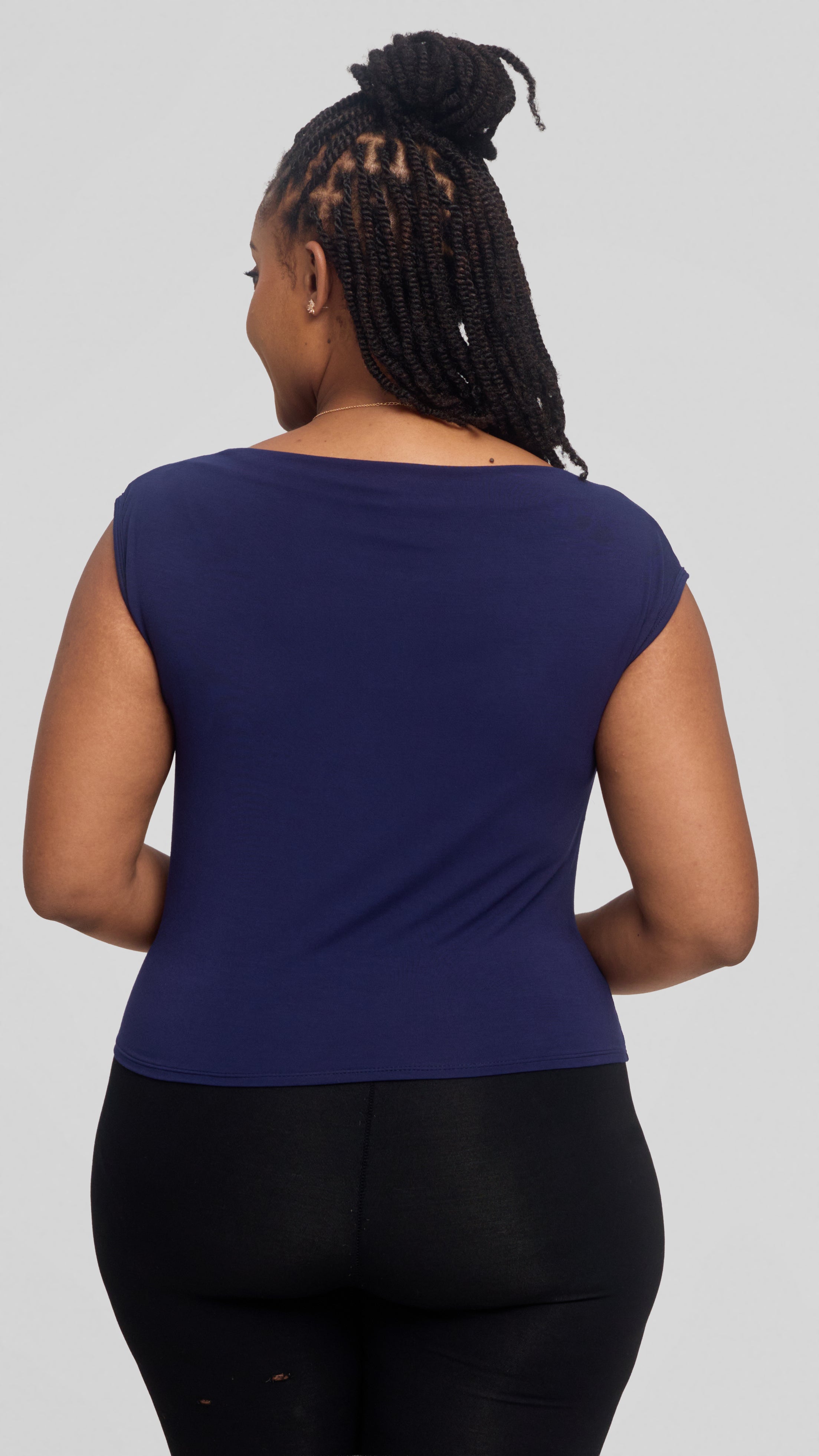 Vivo Side Pleat Top in Jersey - Navy