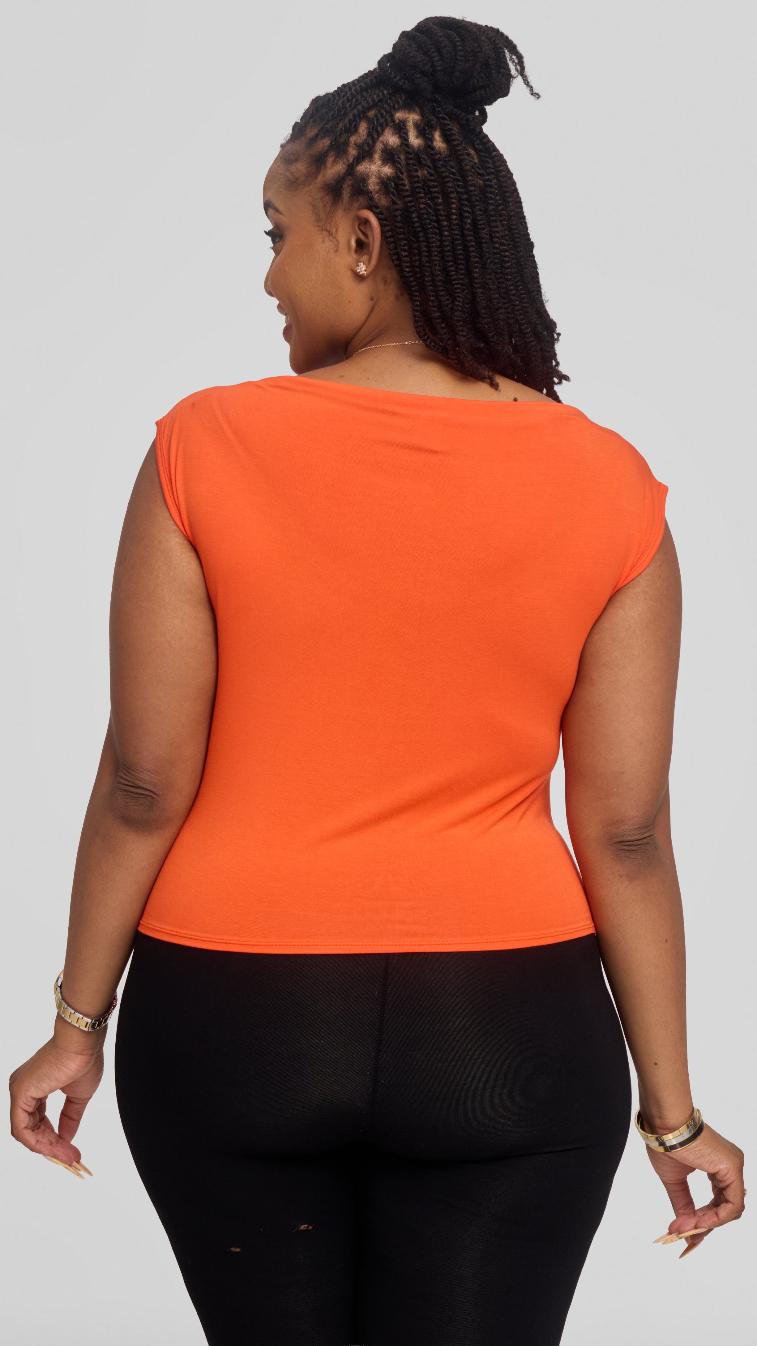 Vivo Side Pleat Top in Jersey - Orange