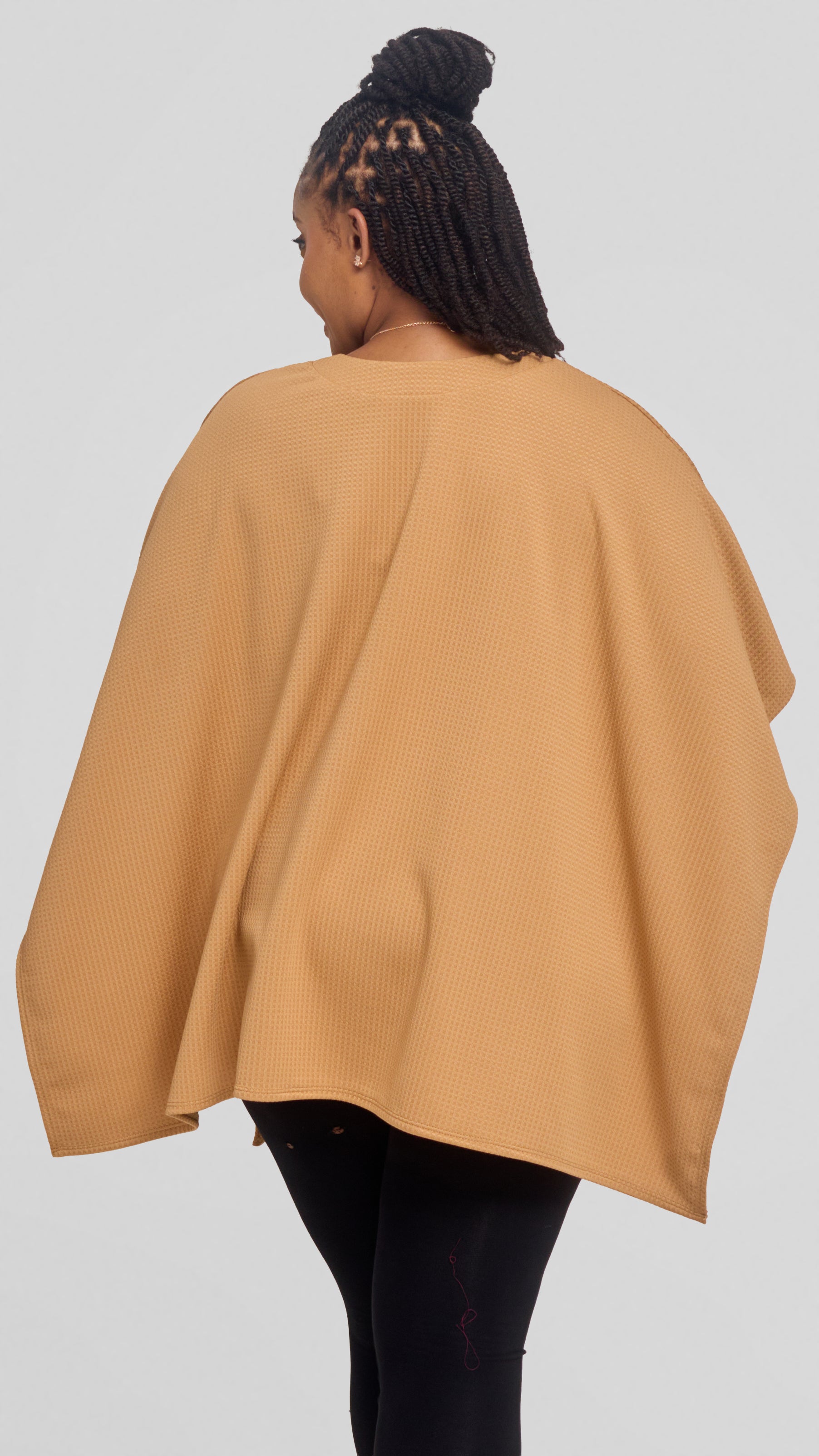 Vivo Cape Poncho in Stretch Rib - Tan