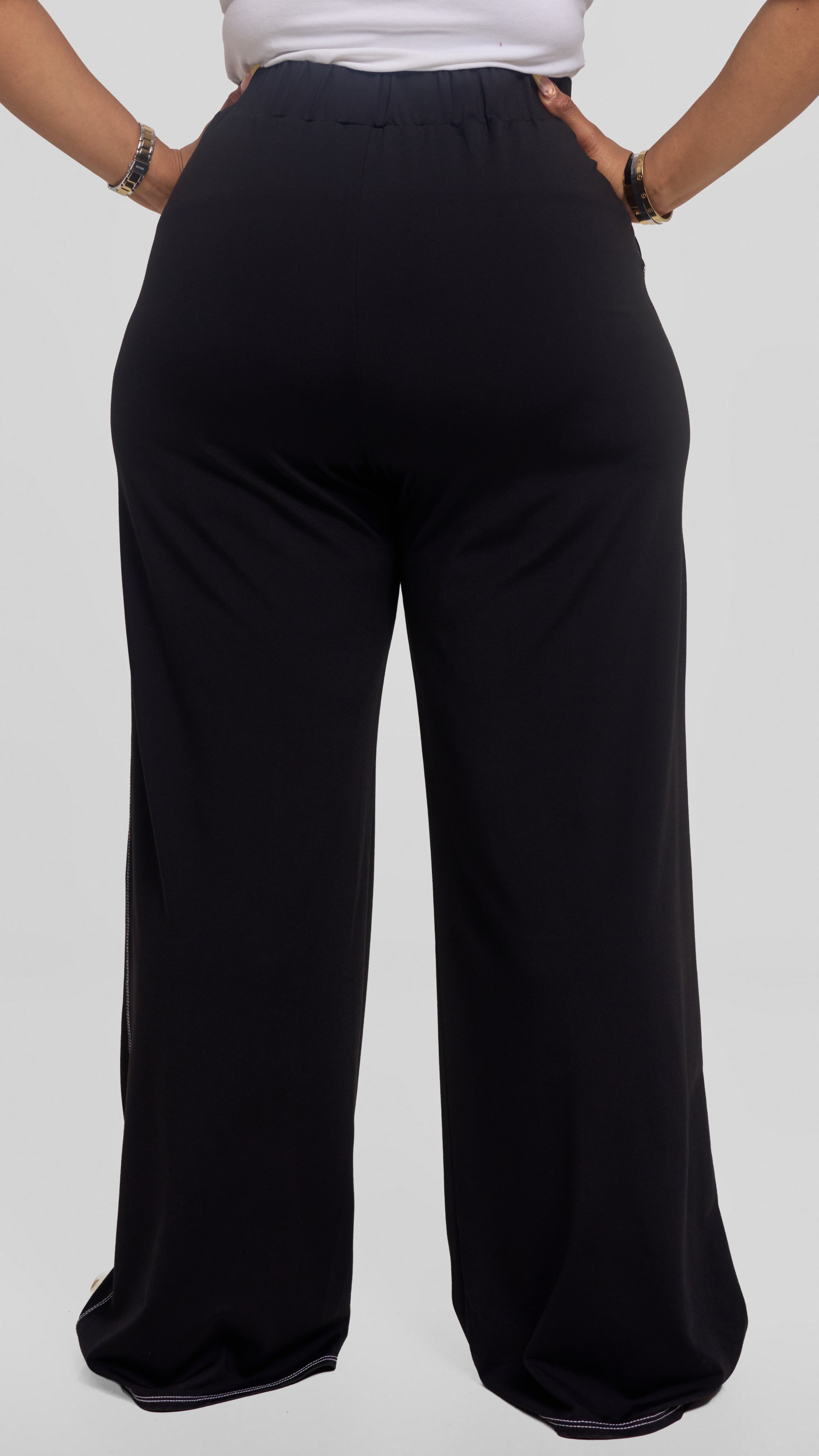Vivo Contrast Stitch Straight Pants in Ponte - Black