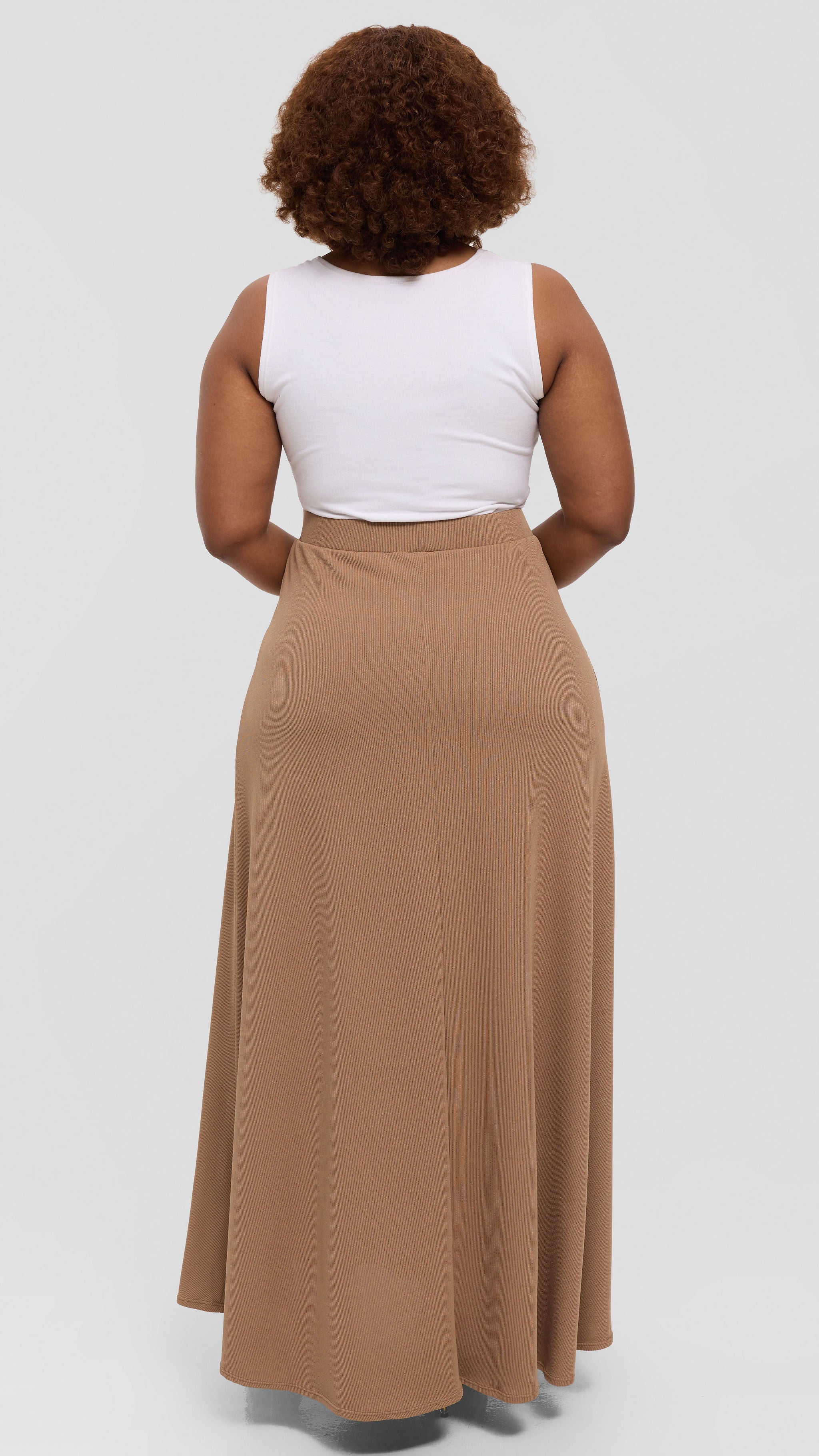 Vivo Tanda Maxi Skirt in Stretch Rib - Taupe