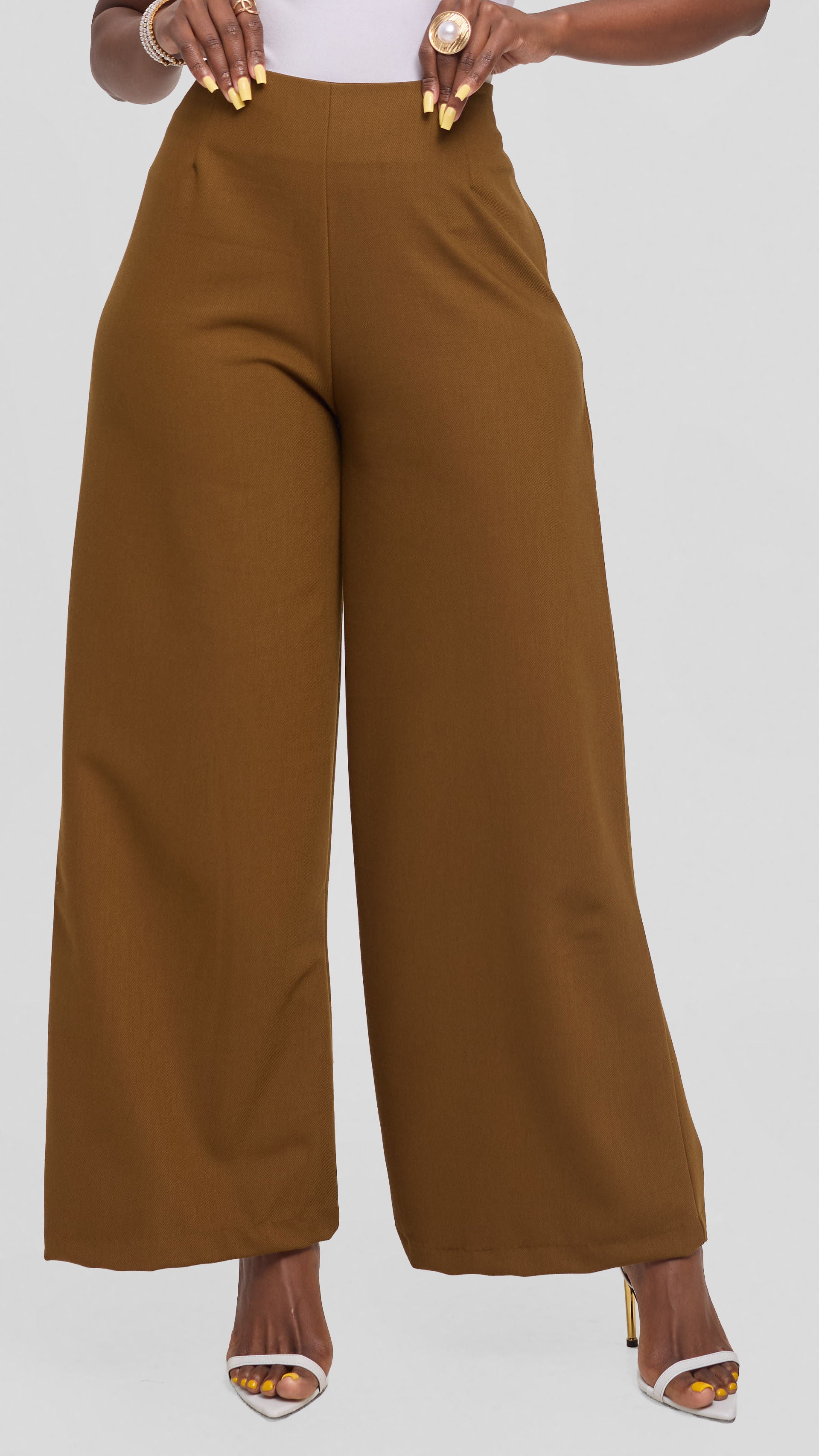 Vivo Diella Wide Leg Pants in Crepe - Dark Olive