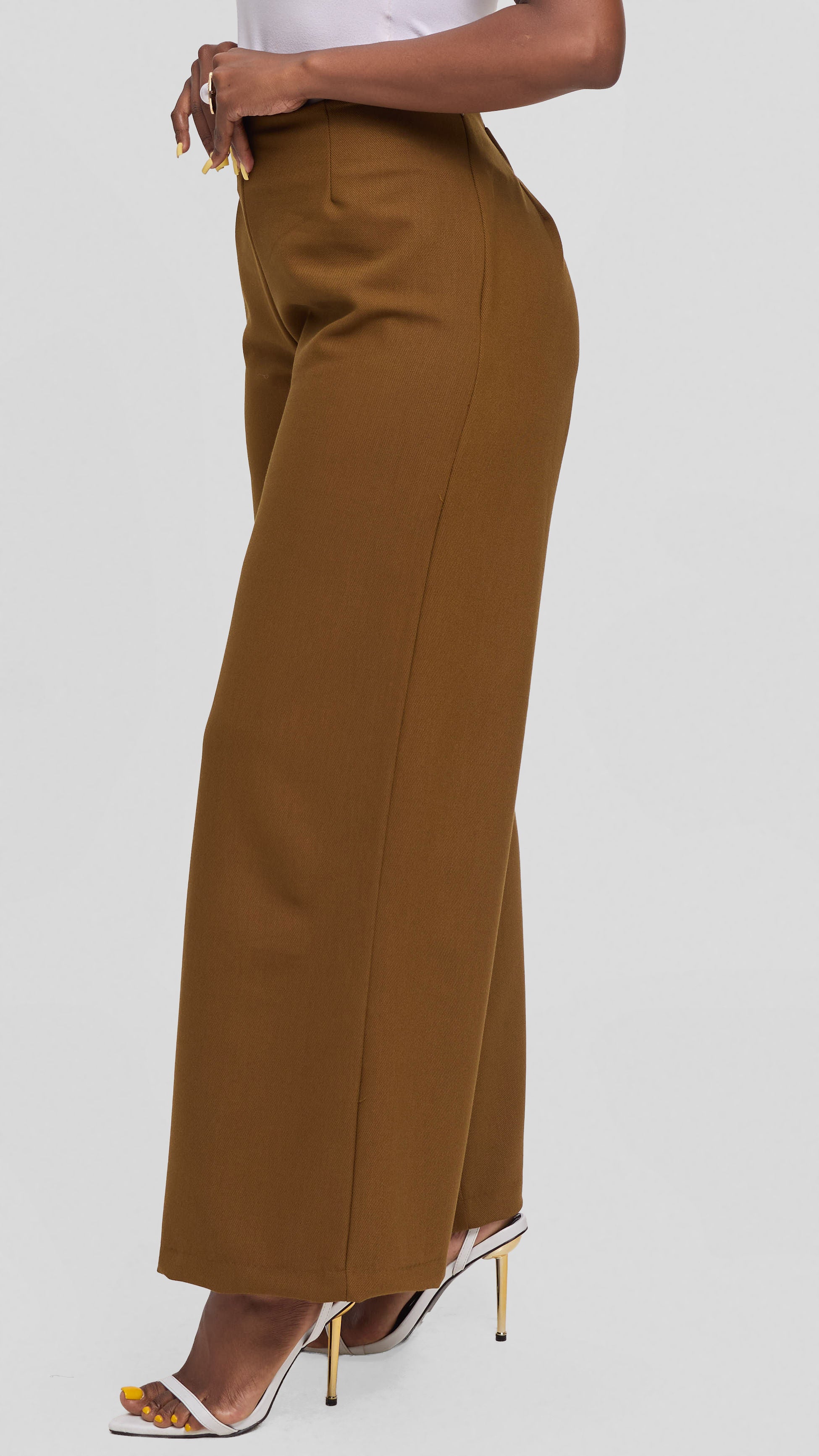 Vivo Diella Wide Leg Pants in Crepe - Dark Olive