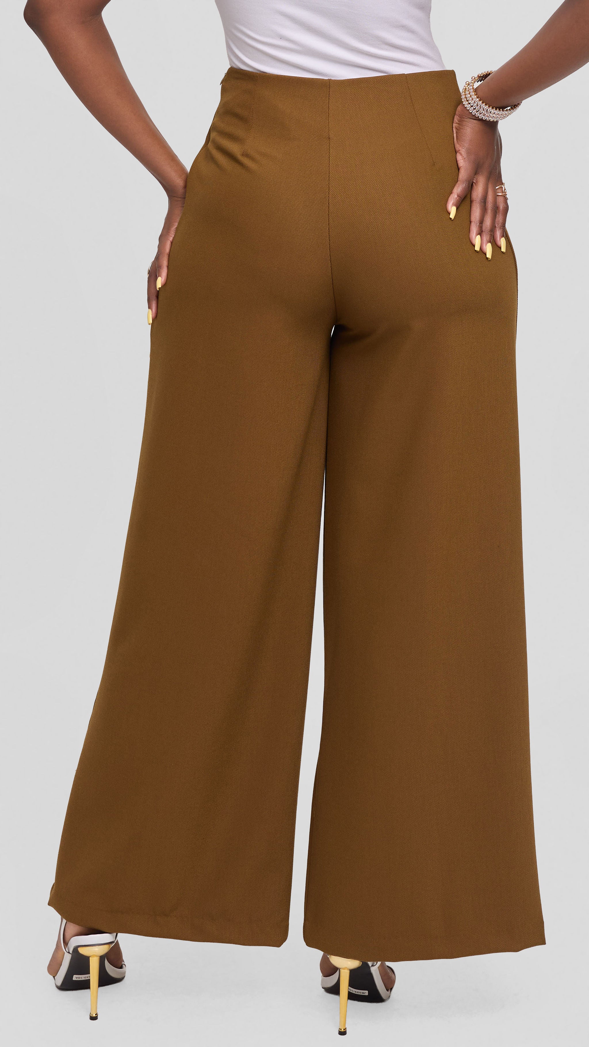 Vivo Diella Wide Leg Pants in Crepe - Dark Olive