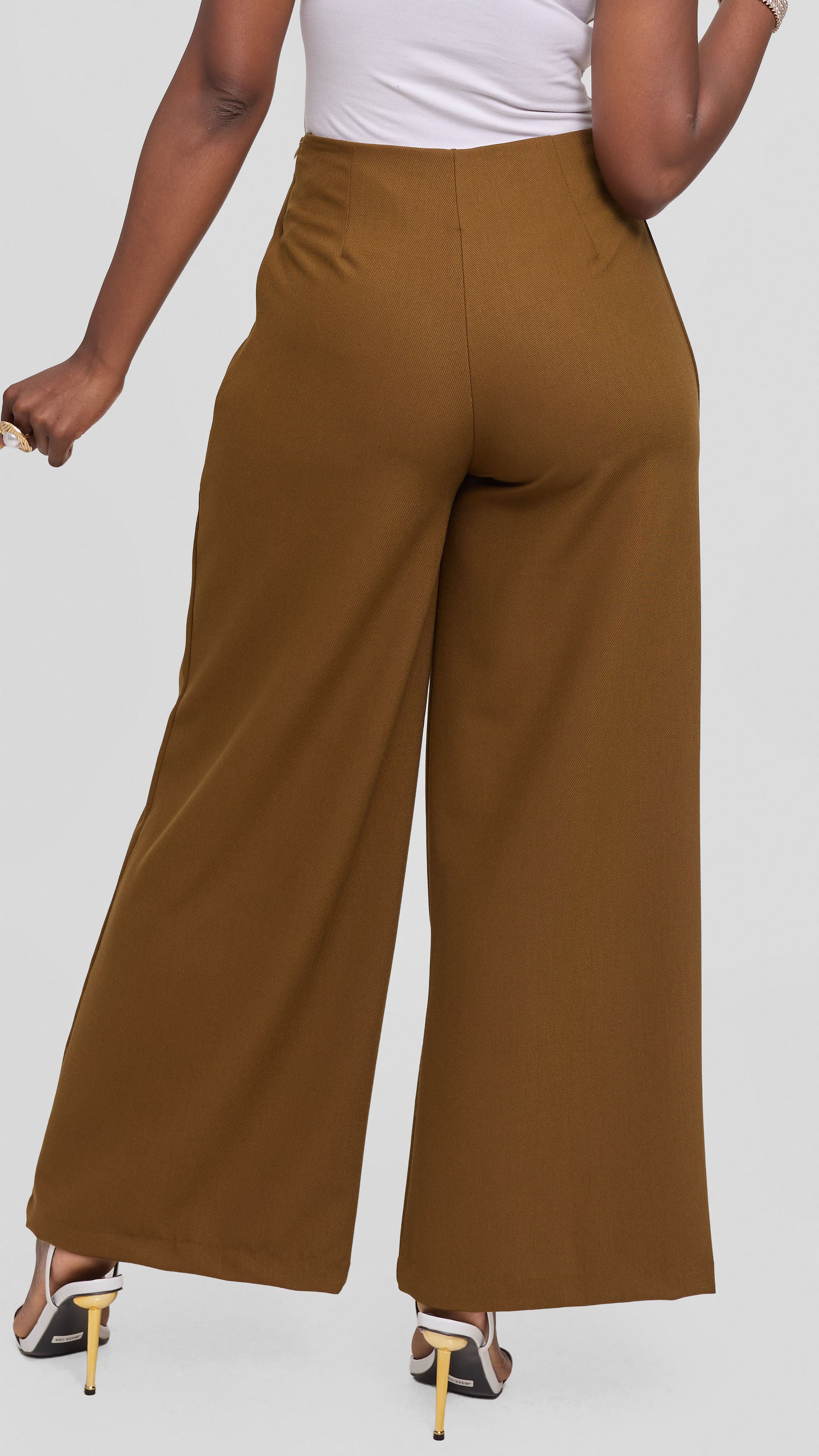 Vivo Diella Wide Leg Pants in Crepe - Dark Olive