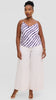 Vivo Cowl Neck Camisole in Satin - Cream / Lilac Huwa Print