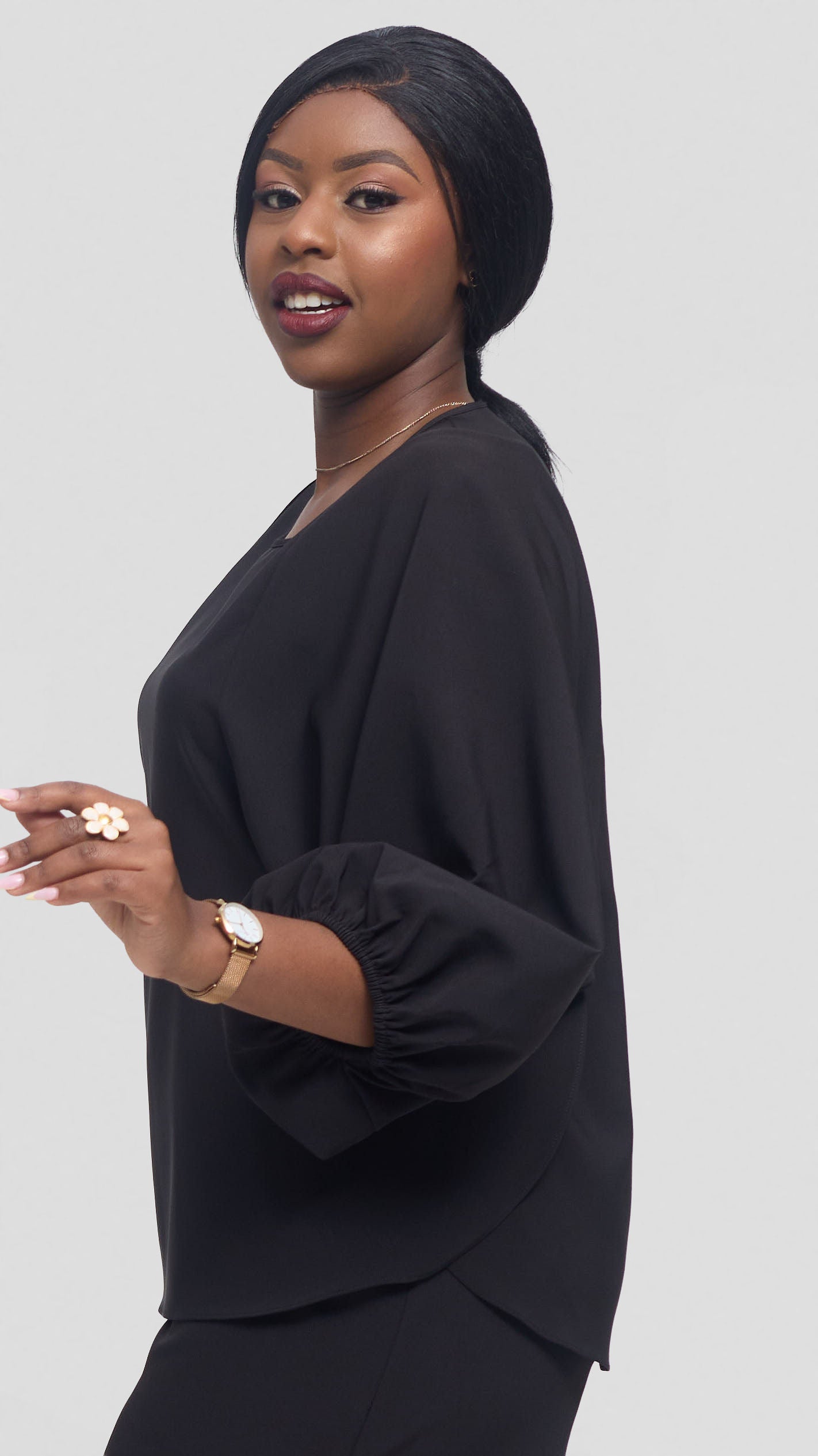 Vivo Dolman Top in Crepe - Black