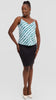 Vivo Cowl Neck Camisole in Satin - White / Teal Huwa Print