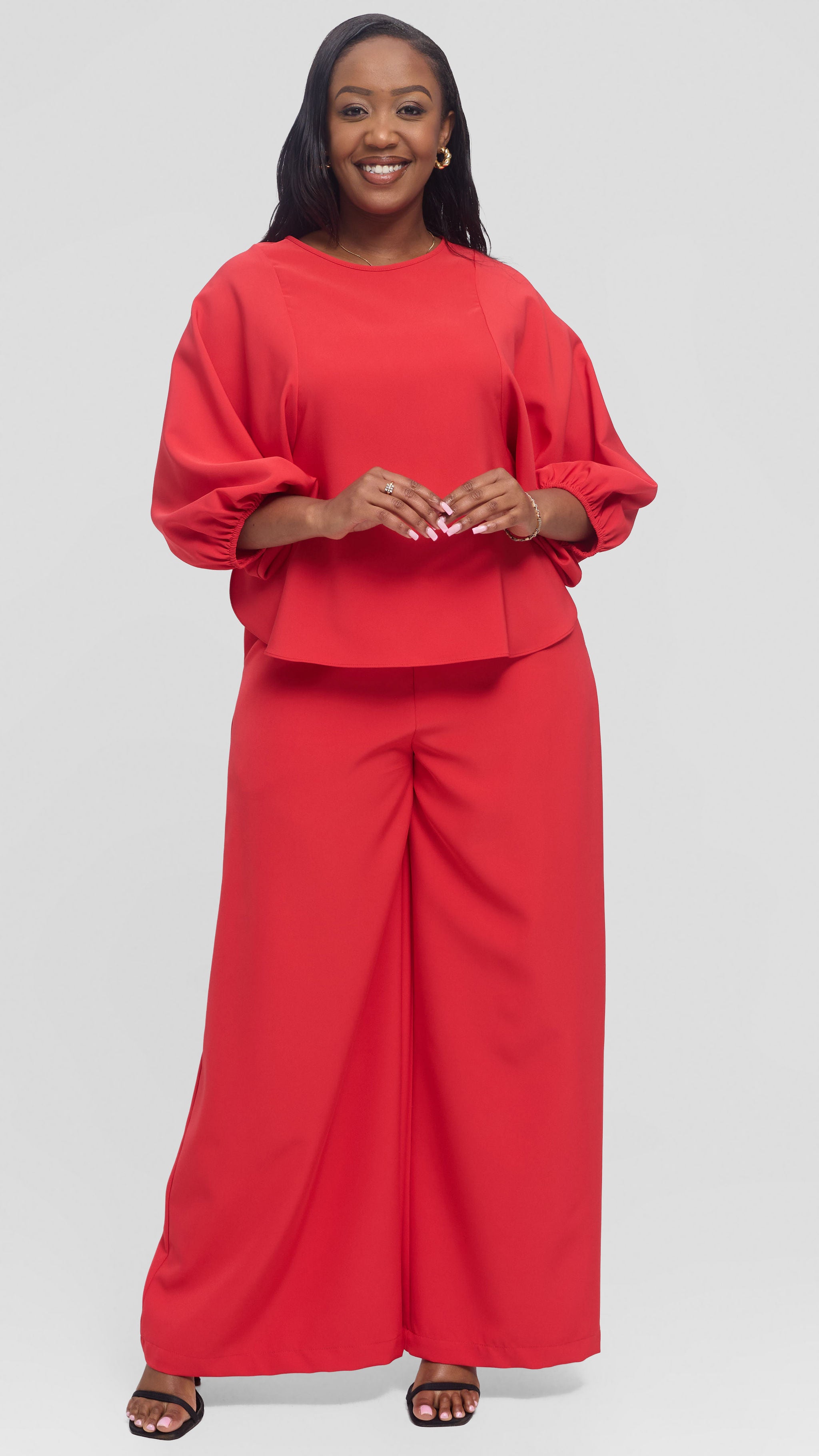 Vivo Dolman Top in Crepe - Red