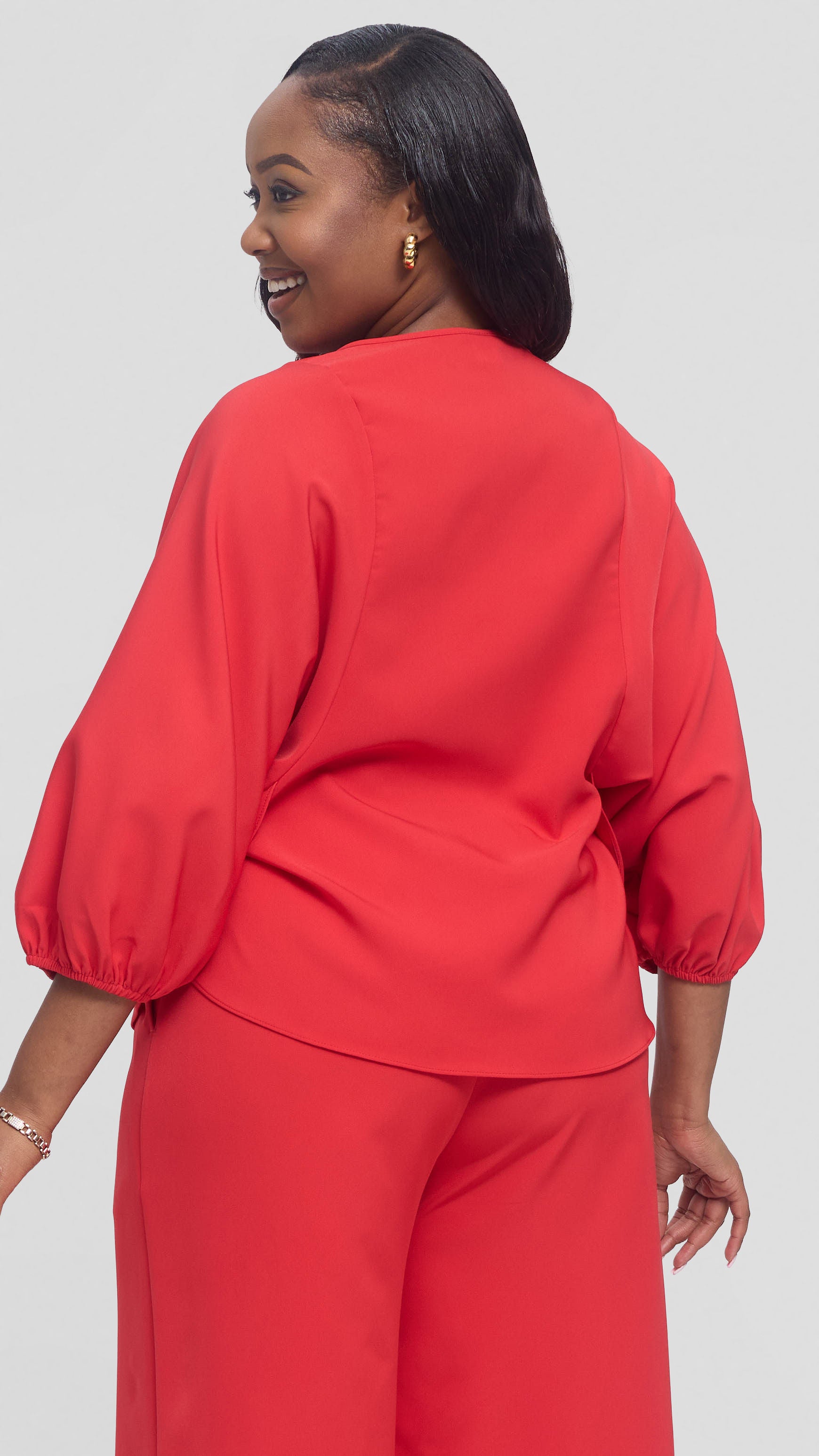 Vivo Dolman Top in Crepe - Red