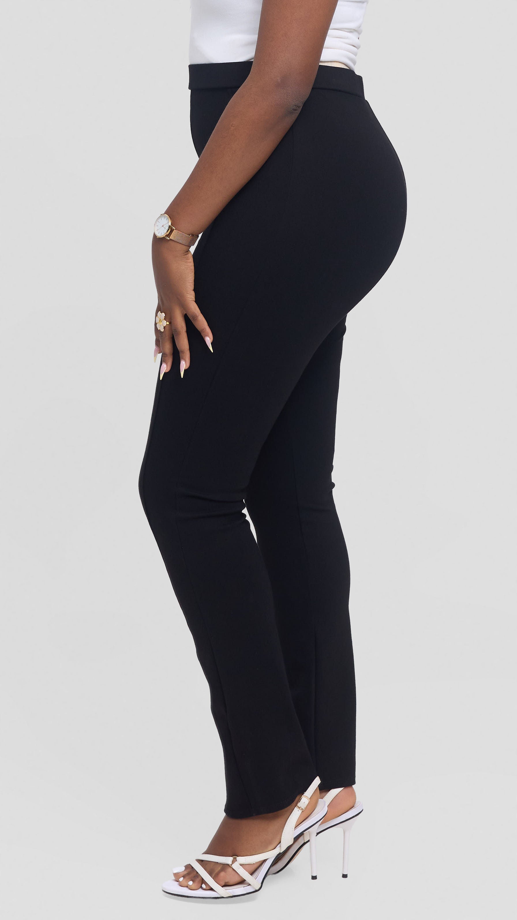 Vivo Panelled Straight Leg Pants in Ponte - Black