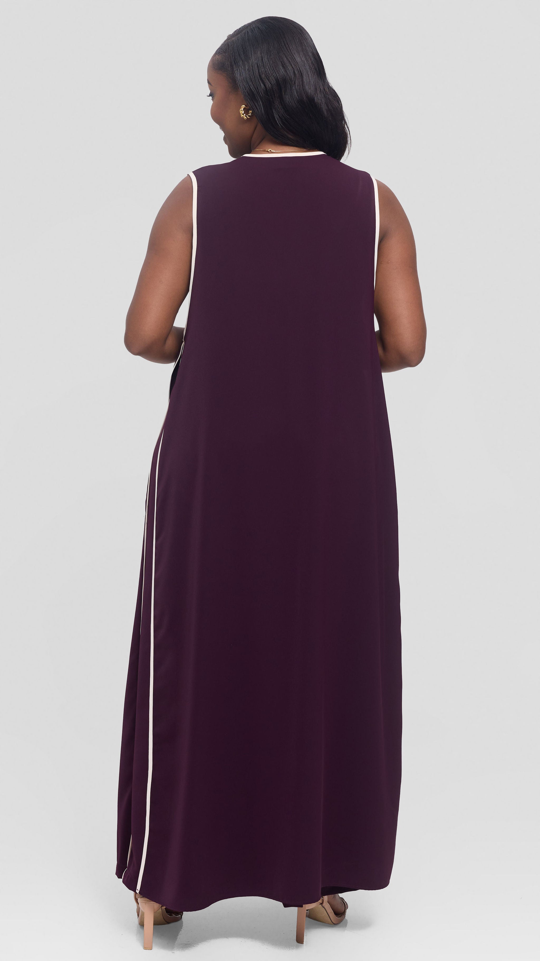 Vivo Nuru Sleeveless Maxi Kimono in Crepe - Mulberry