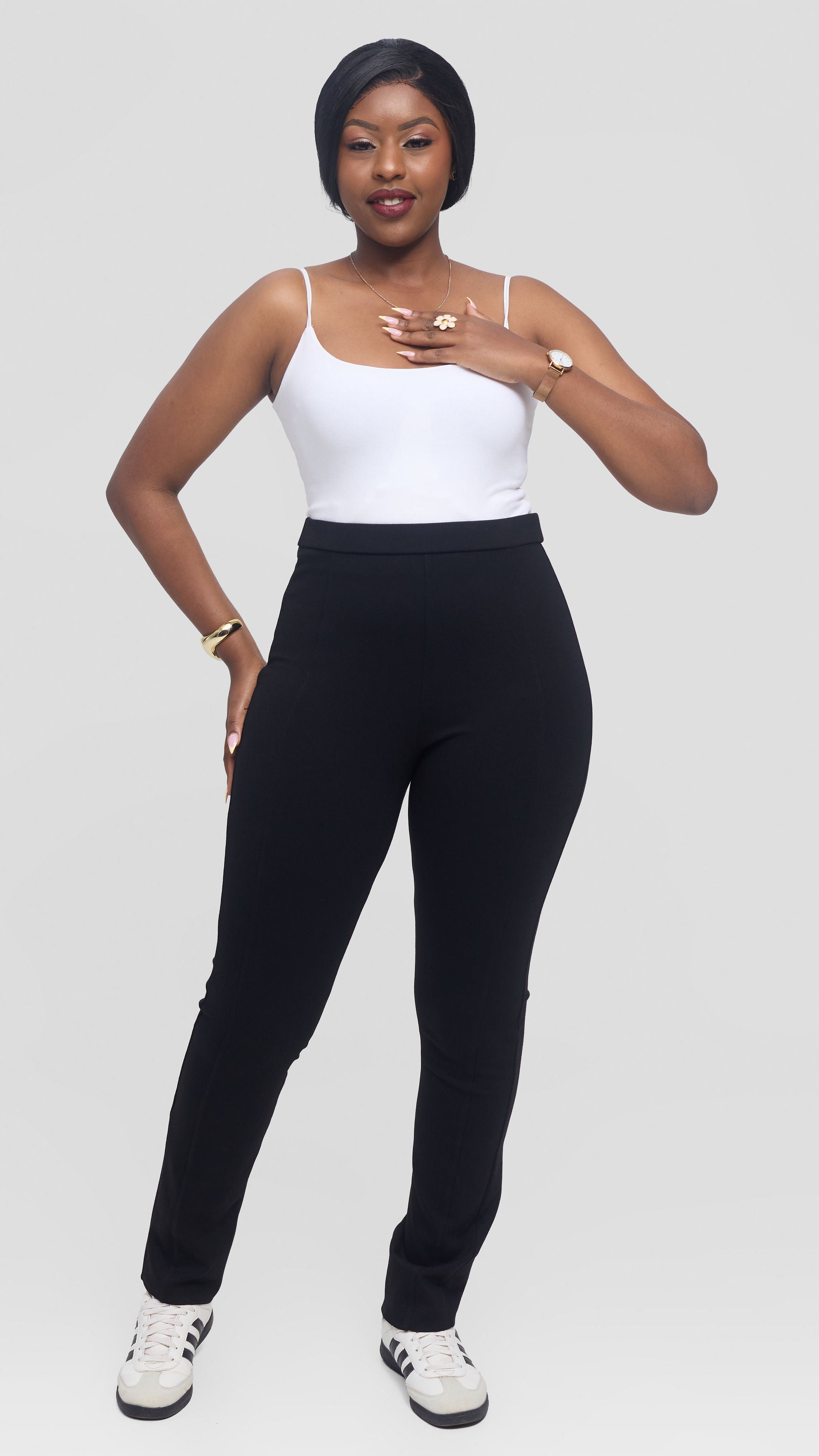 Vivo Panelled Straight Leg Pants in Ponte - Black