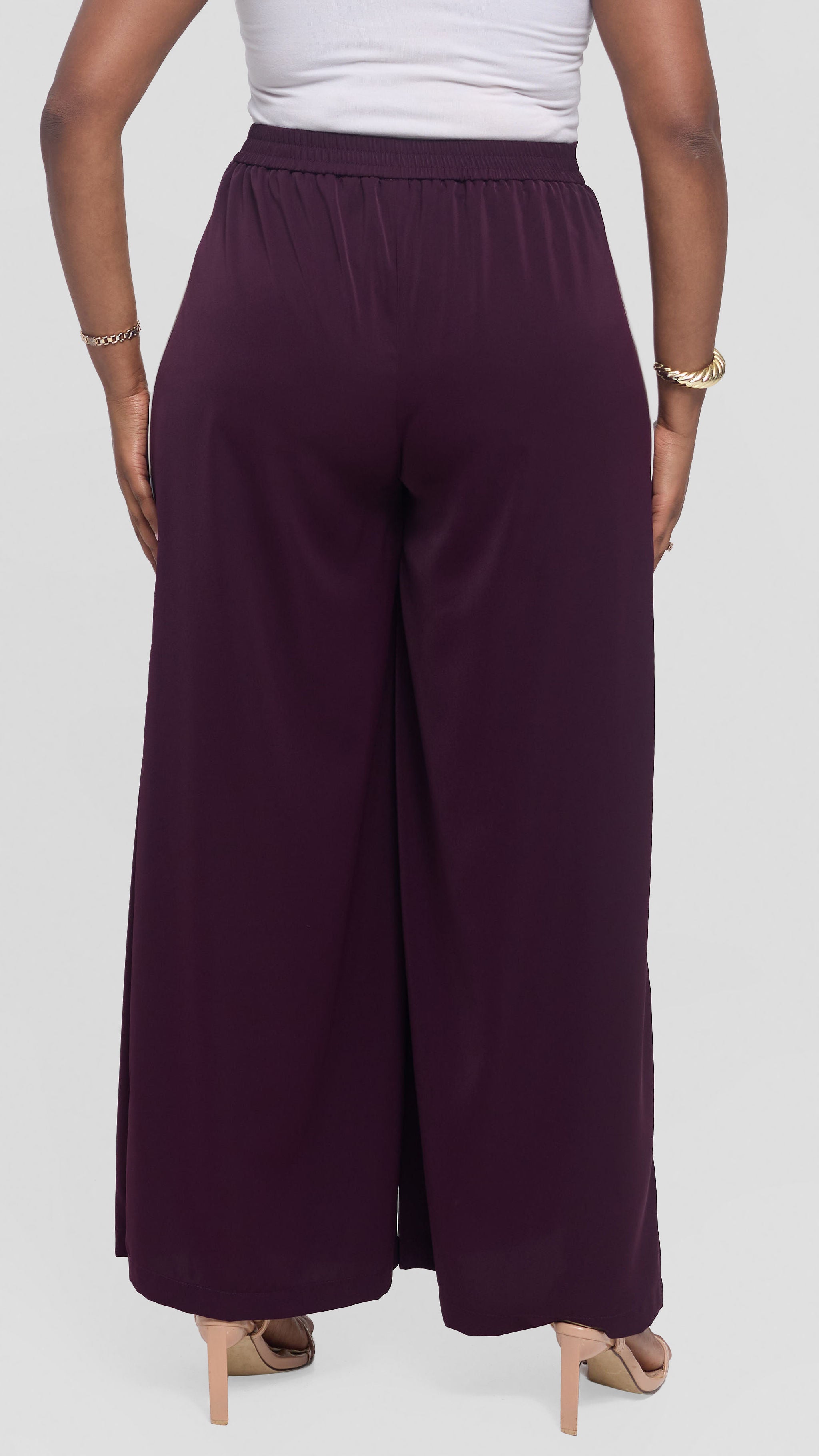 Vivo Nuru Side Panel Wide Leg Pants in Crepe - Mulberry
