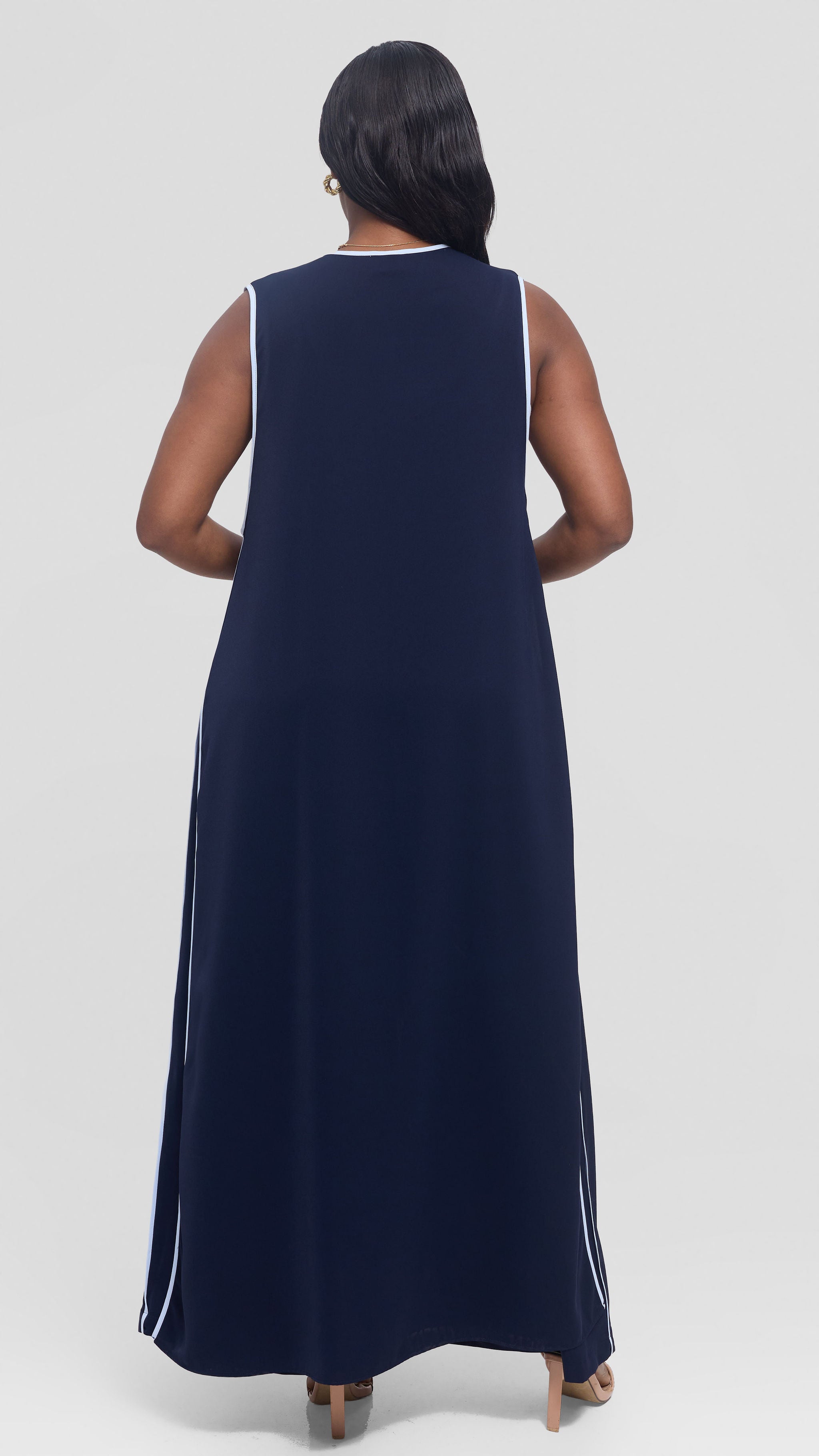 Vivo Nuru Sleeveless Maxi Kimono in Crepe - Navy