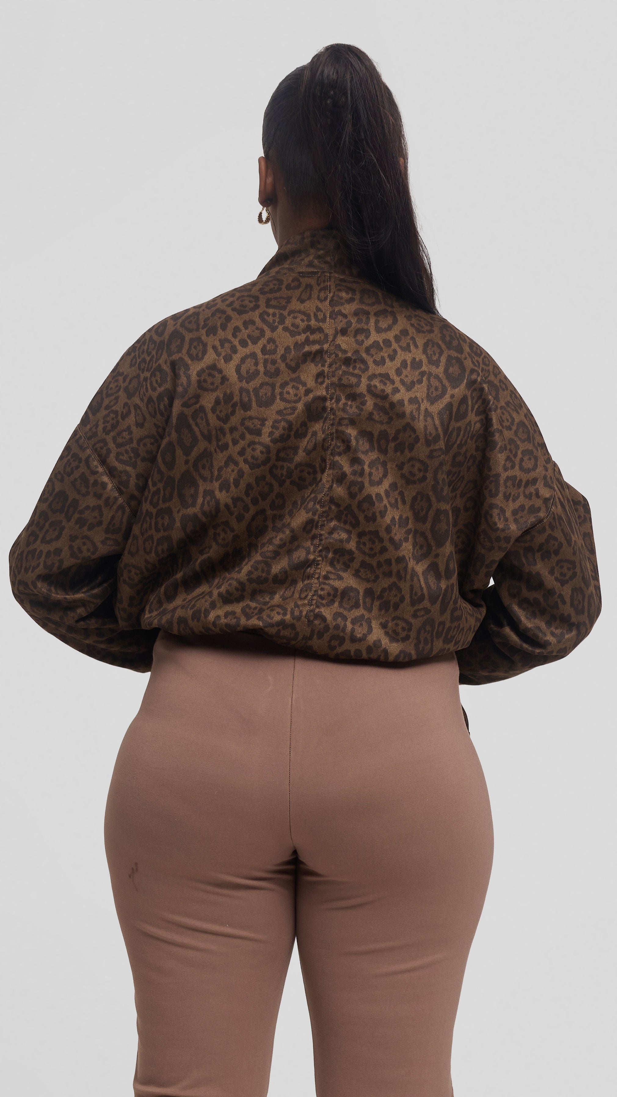 Vivo Drop Shoulder Jacket in Faux Suede - Light Olive Print