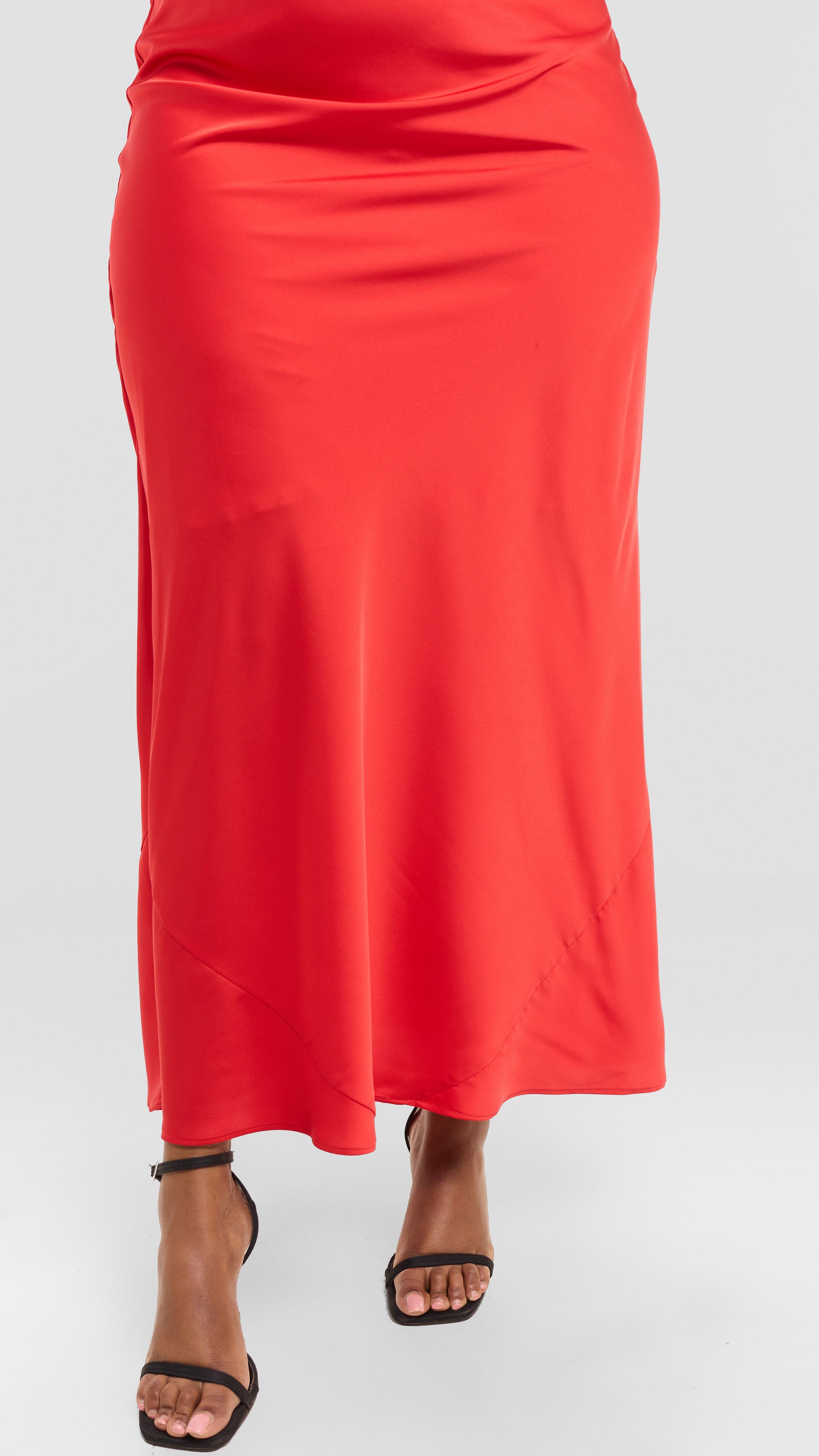Vivo Studio Cowl Neck Maxi Dress in Satin - Red