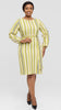 Vivo Laika Bishop Sleeve Shift Dress In Crepe - Buttermilk / Olive Loleni Print