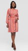 Vivo Laika Bishop Sleeve Shift Dress In Crepe - Peach / Rust Loleni Print