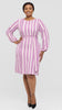 Vivo Laika Bishop Sleeve Shift Dress In Crepe - Buttermilk / Lilac Loleni Print