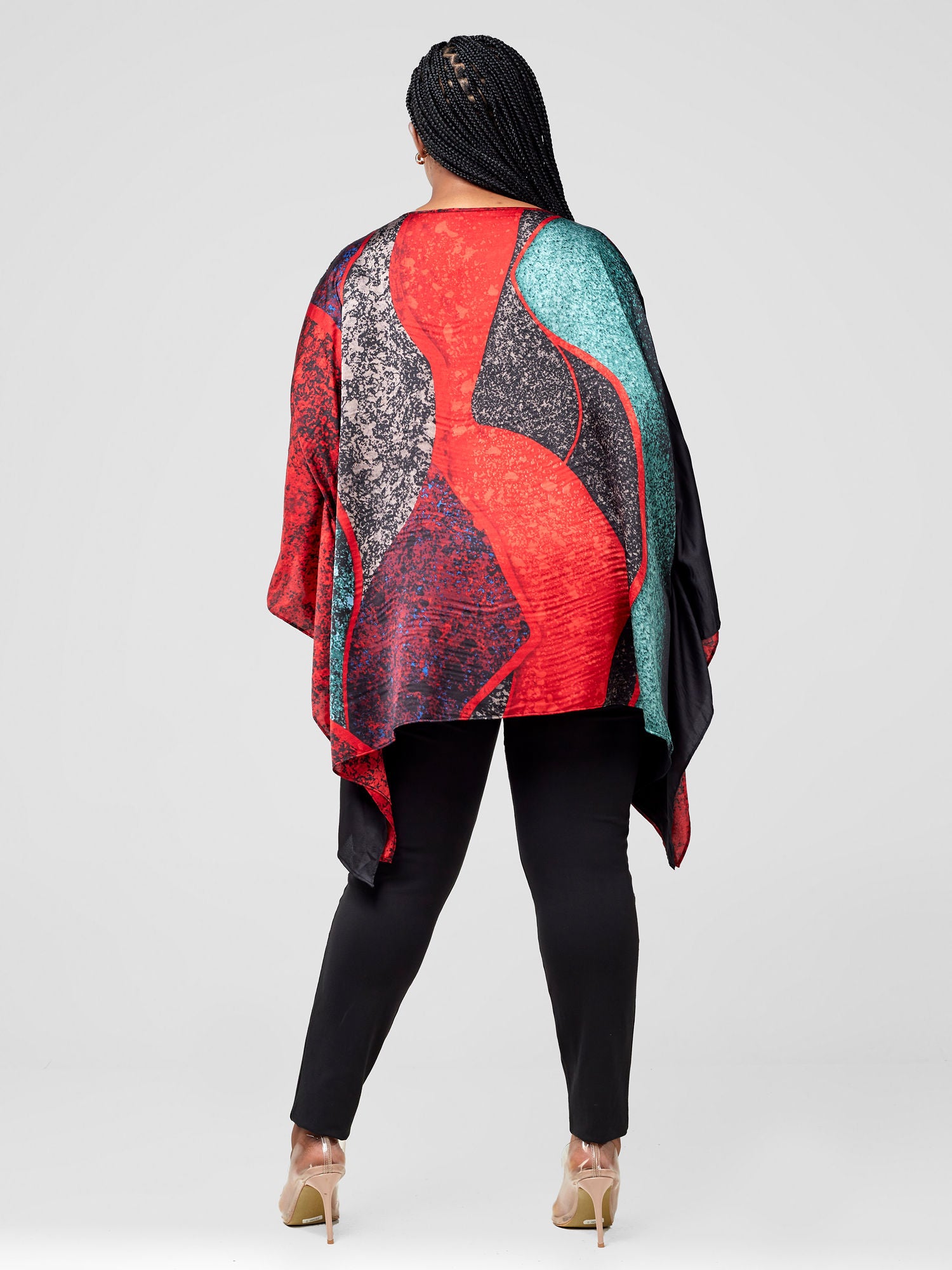 Vivo Basic Wide Loose Top - Red / Green Print